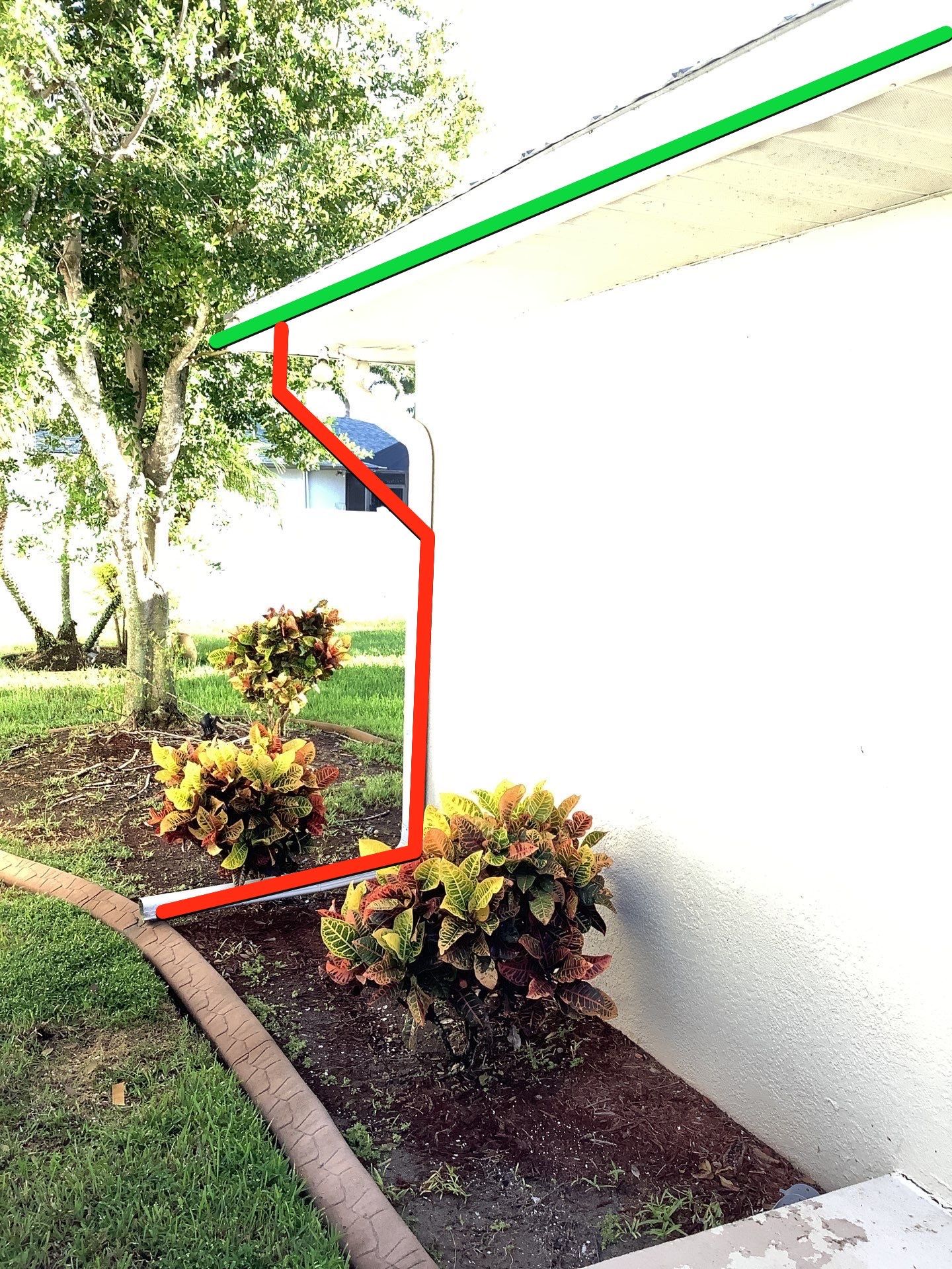Downspout Installation using 3X4 Elbow Downspout in Cape Coral by Gutter Professors