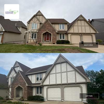 Fresh & Timeless: Oyster White with Taupe Trim and a Lauriston Stone Door