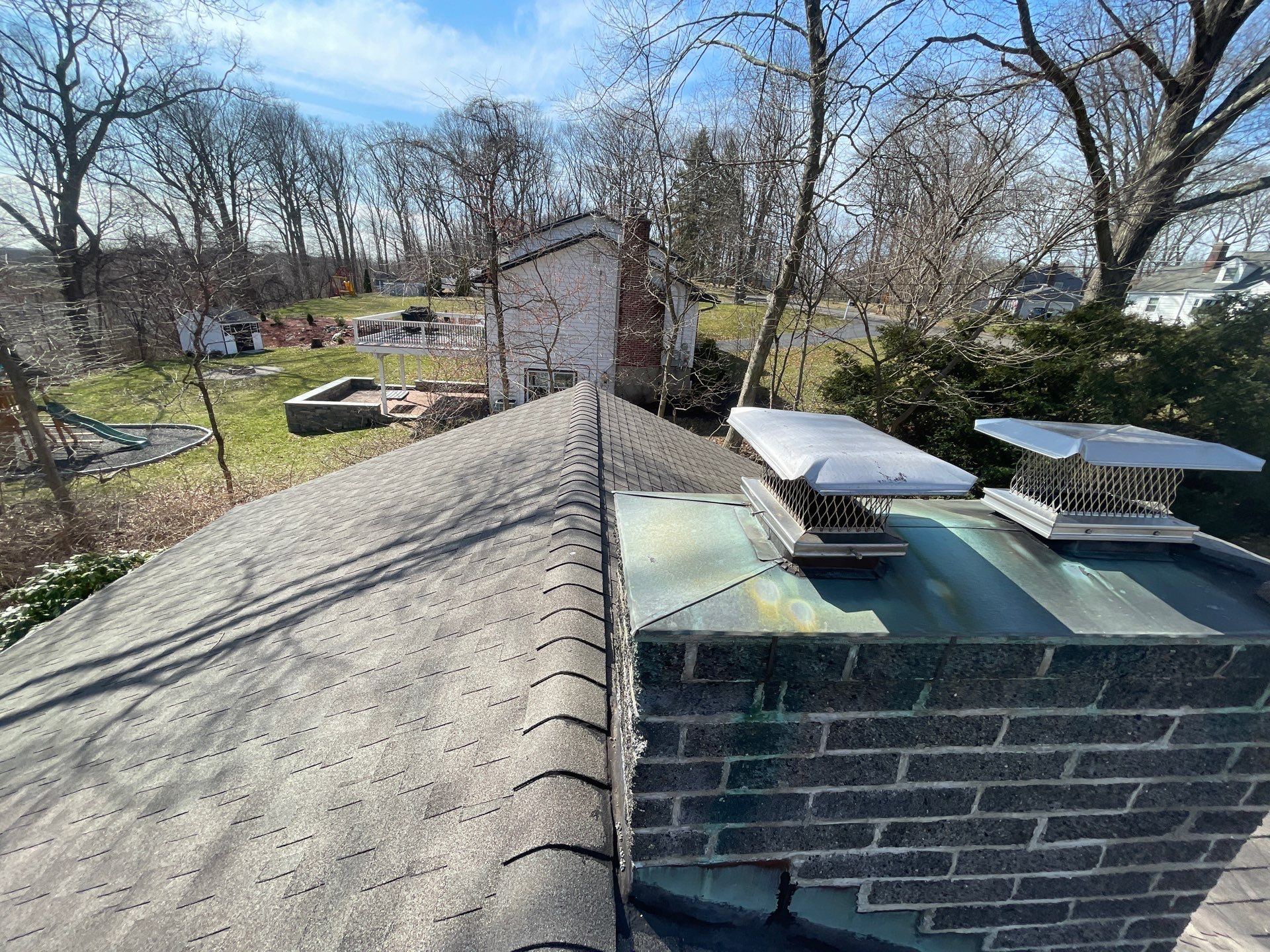 Asphalt Shingle Roof Replacement and Copper Chimney Flashing in Trumbull by A Plus Exterior