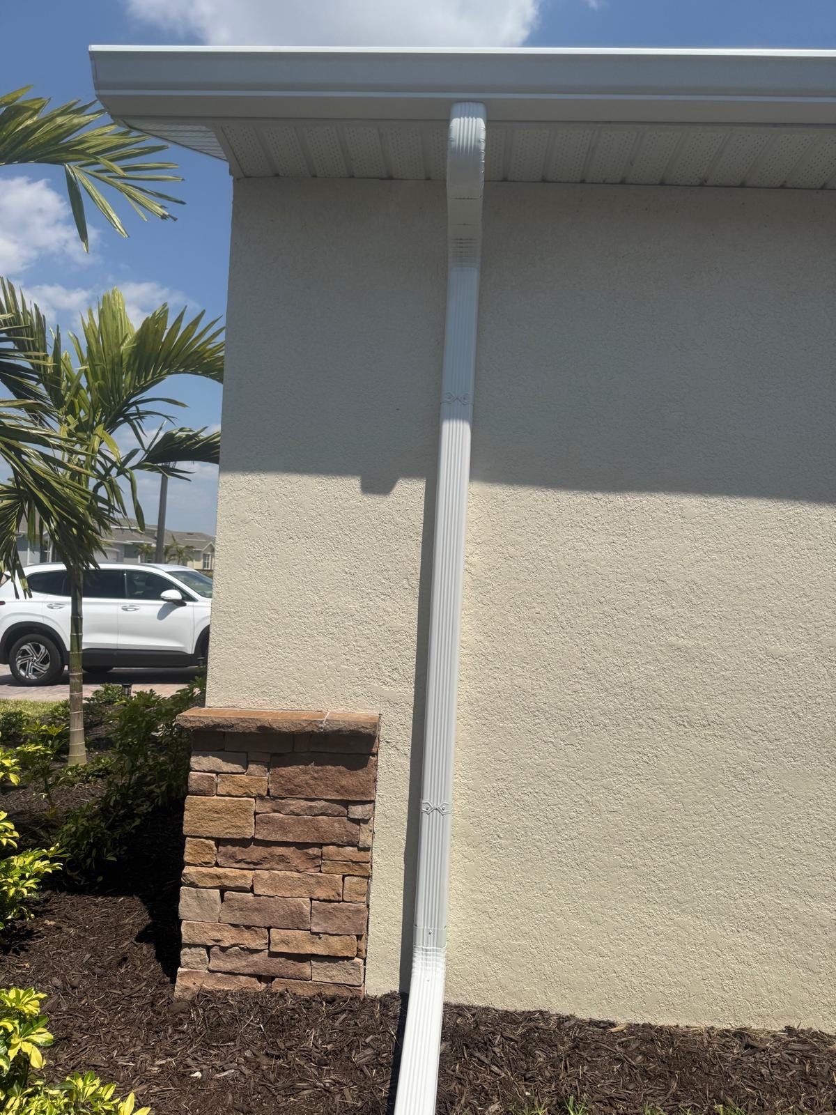 Aluminum Seamless Gutters using 3X4 Elbow Downspout in Cape Coral FL by Gutter Professors