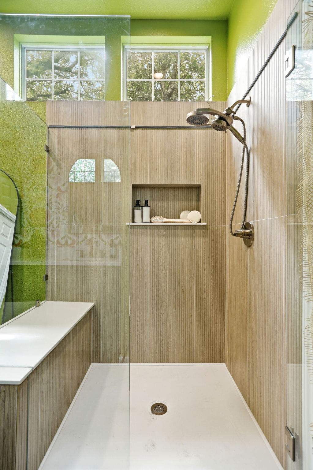 Bold & Colorful Bathroom Remodel | Custom Shower & Statement Wallpaper | San Antonio by Legacy Bath and Kitchen