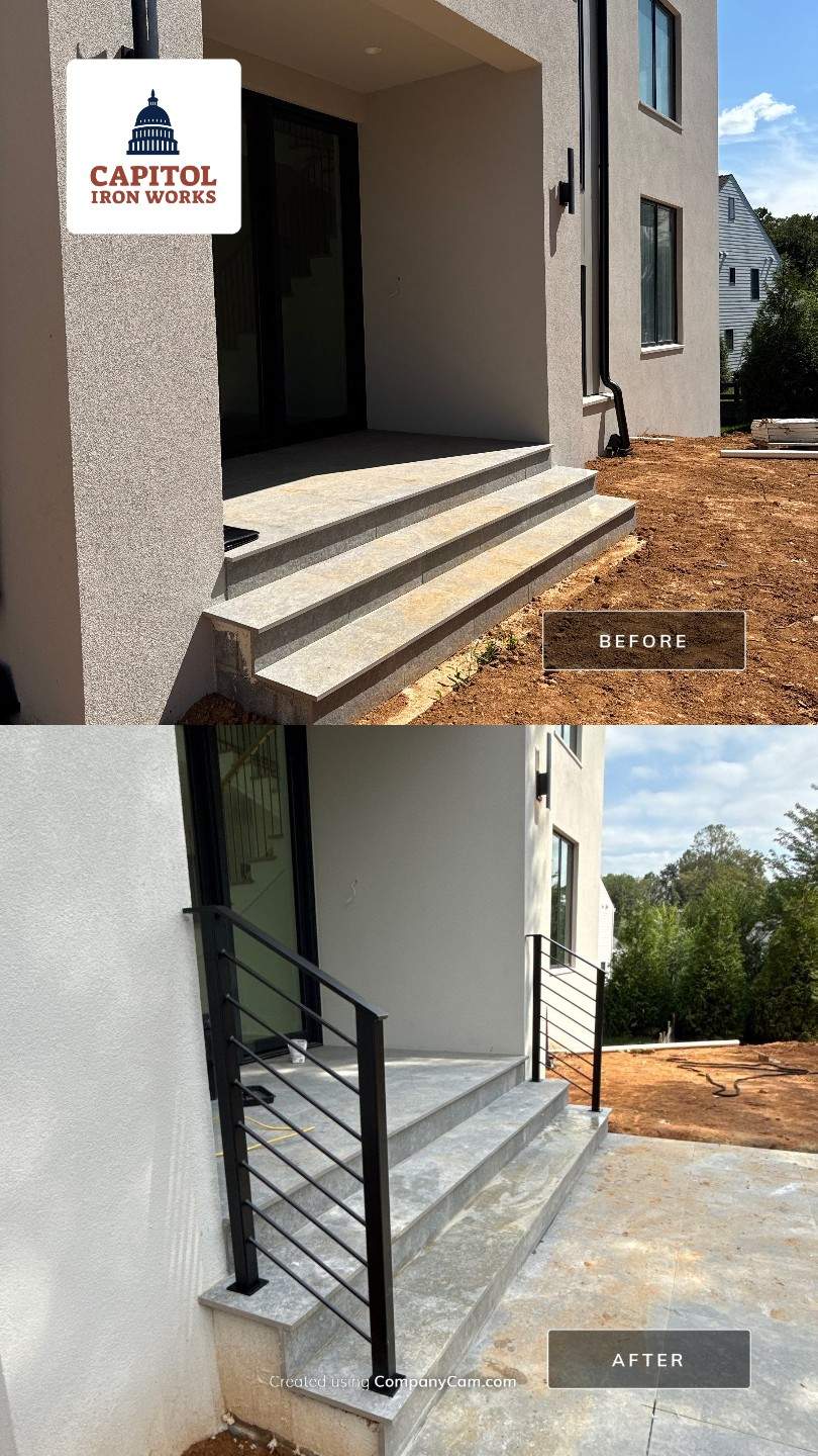 Modern Custom Horizontal Round Bar Railings – Contemporary Residential Design by Capitol Iron Works