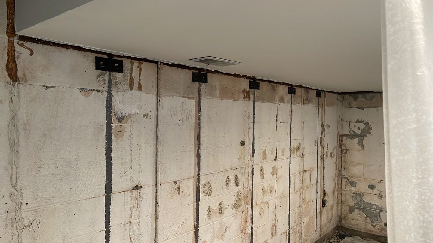 Embedded Fiber Reinforcement and Basement Waterproofing using GrateDrain Waterproofing System by Toledo Basement Repair