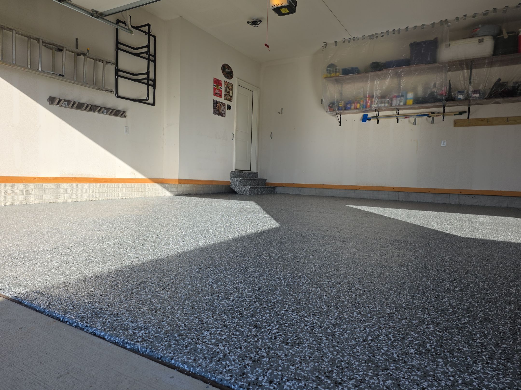 Garage Floor Coating with Smoke Flake by Revival Concrete Coatings, LLC