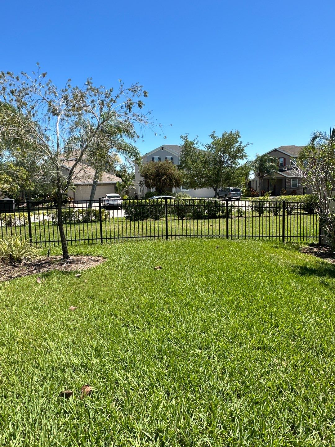Aluminum Fence Installation using Black 3 Rail Aluminum and Vinyl Privacy Fence  by Asap fence and gates, LLC