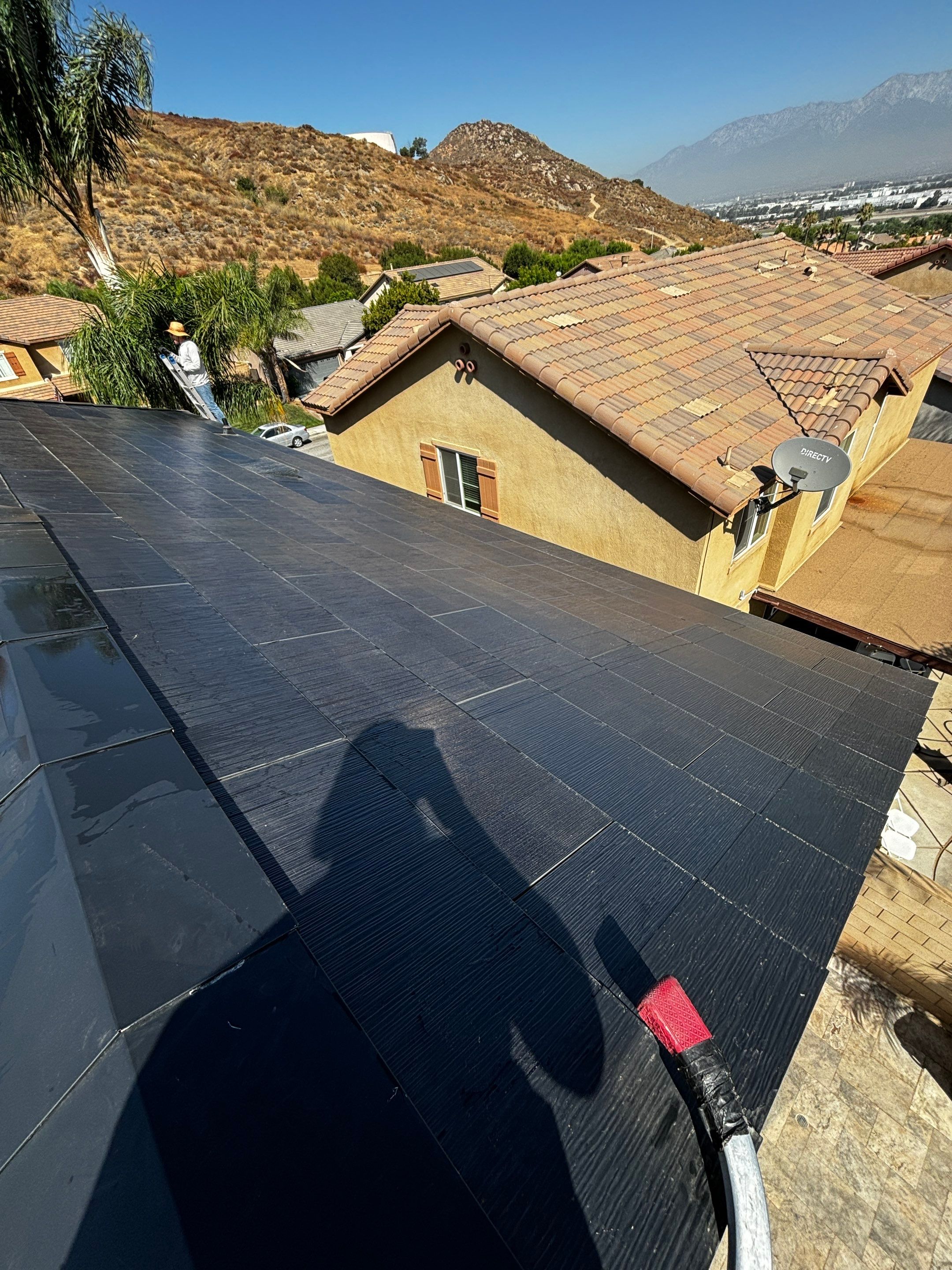 Tesla Roof Cleaning in Fontana California by Palm Coast Solar Cleaning