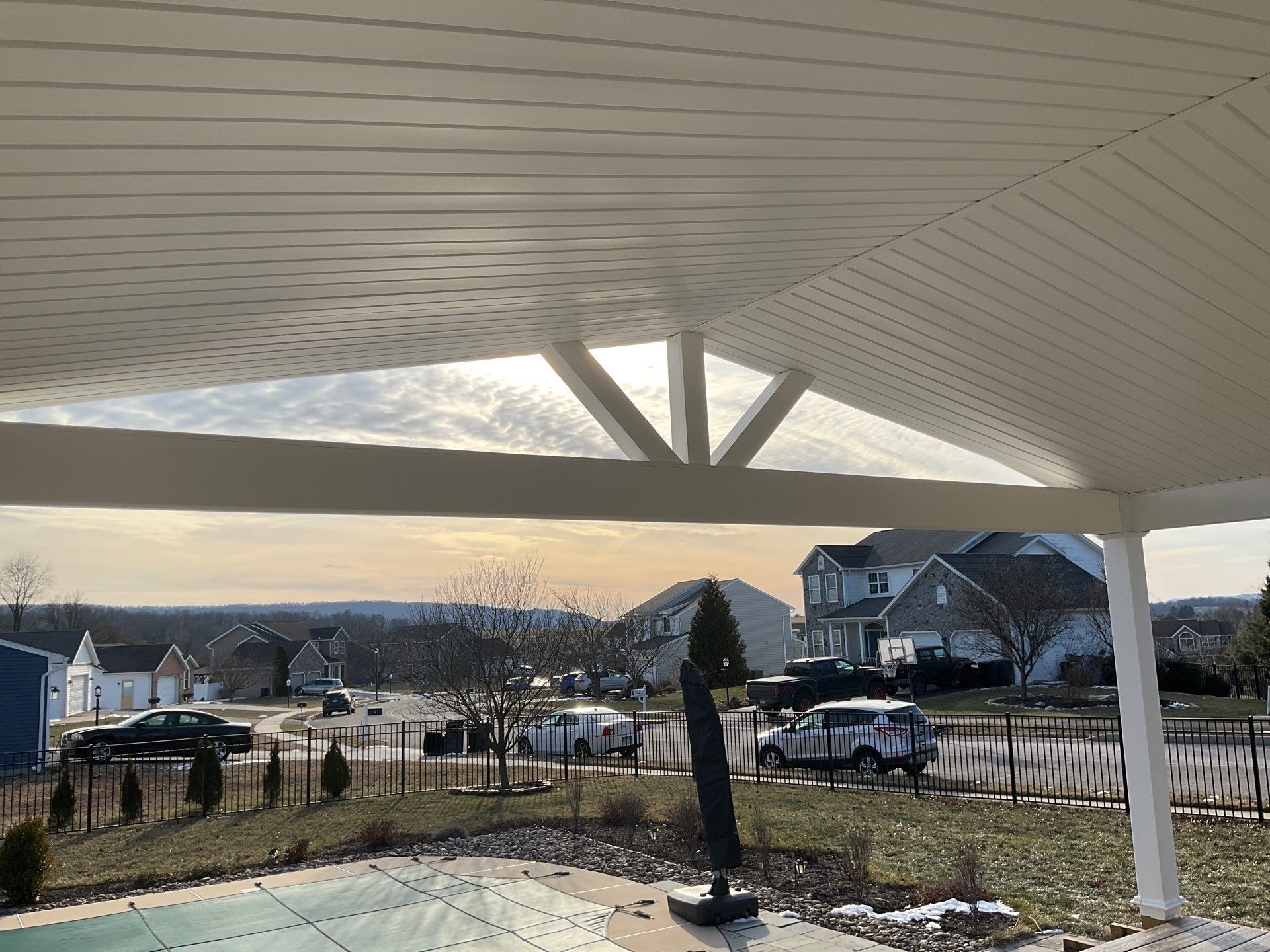 Custom Gable Porch Roof Addition Over Existing Deck in Halifax by Esh Builders