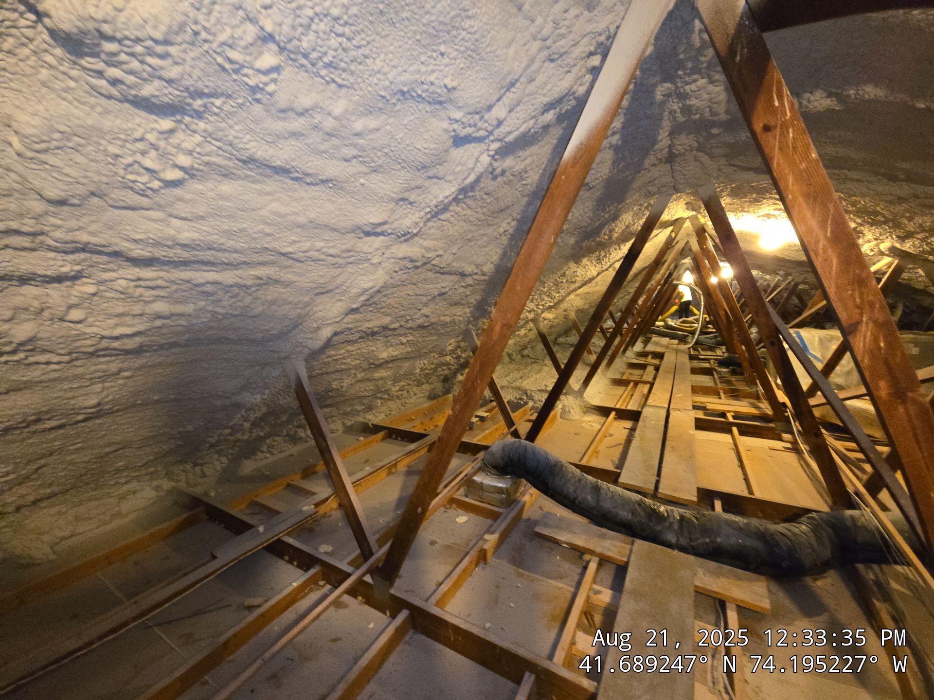 Attic Insulation using open cell spray foam by NYS Foam & Energy