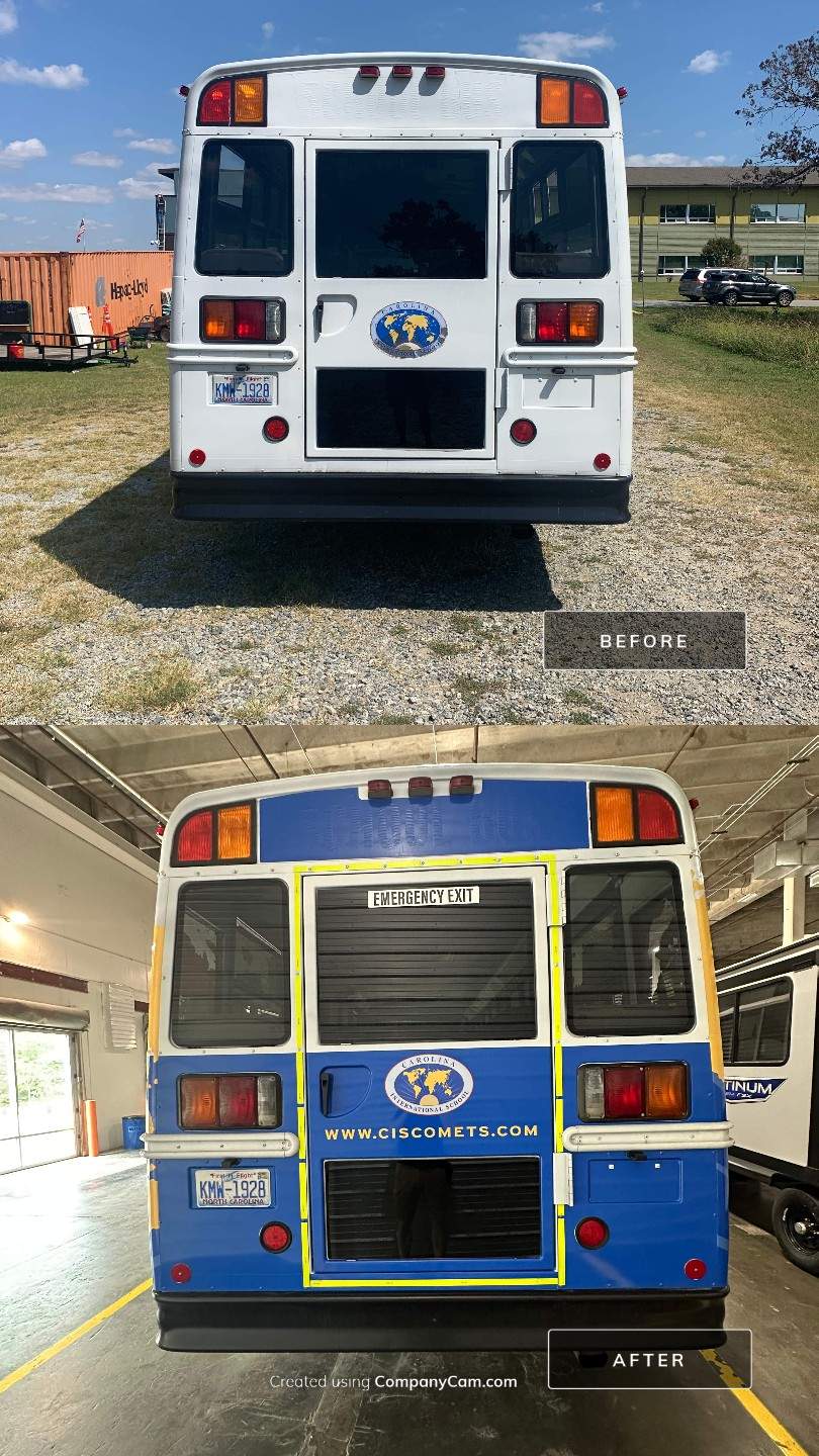Carolina International School - Bus Vinyl Wrap by QC Signs and Graphics
