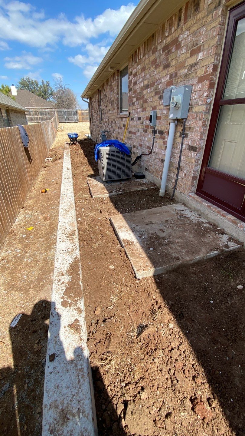 Concrete Slab , Retaining Wall , Fence, and landscape. by Clays Services Inc