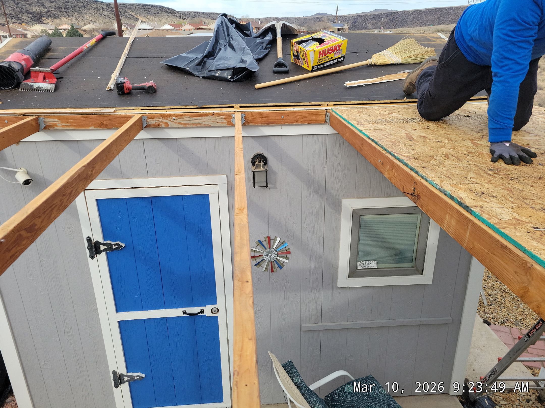 Santa Teresa St NW • Albuquerque, NM 87120 New shed roof, fascia and gutters by Doyle Roof Masters Inc