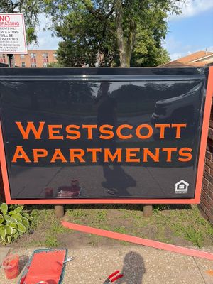 Modern Monument Signage Installation for Westcott Apartments in South Bend