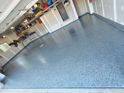 Sioux Falls Garage Concrete Grinding and Nightfall Decorative Chip Coating