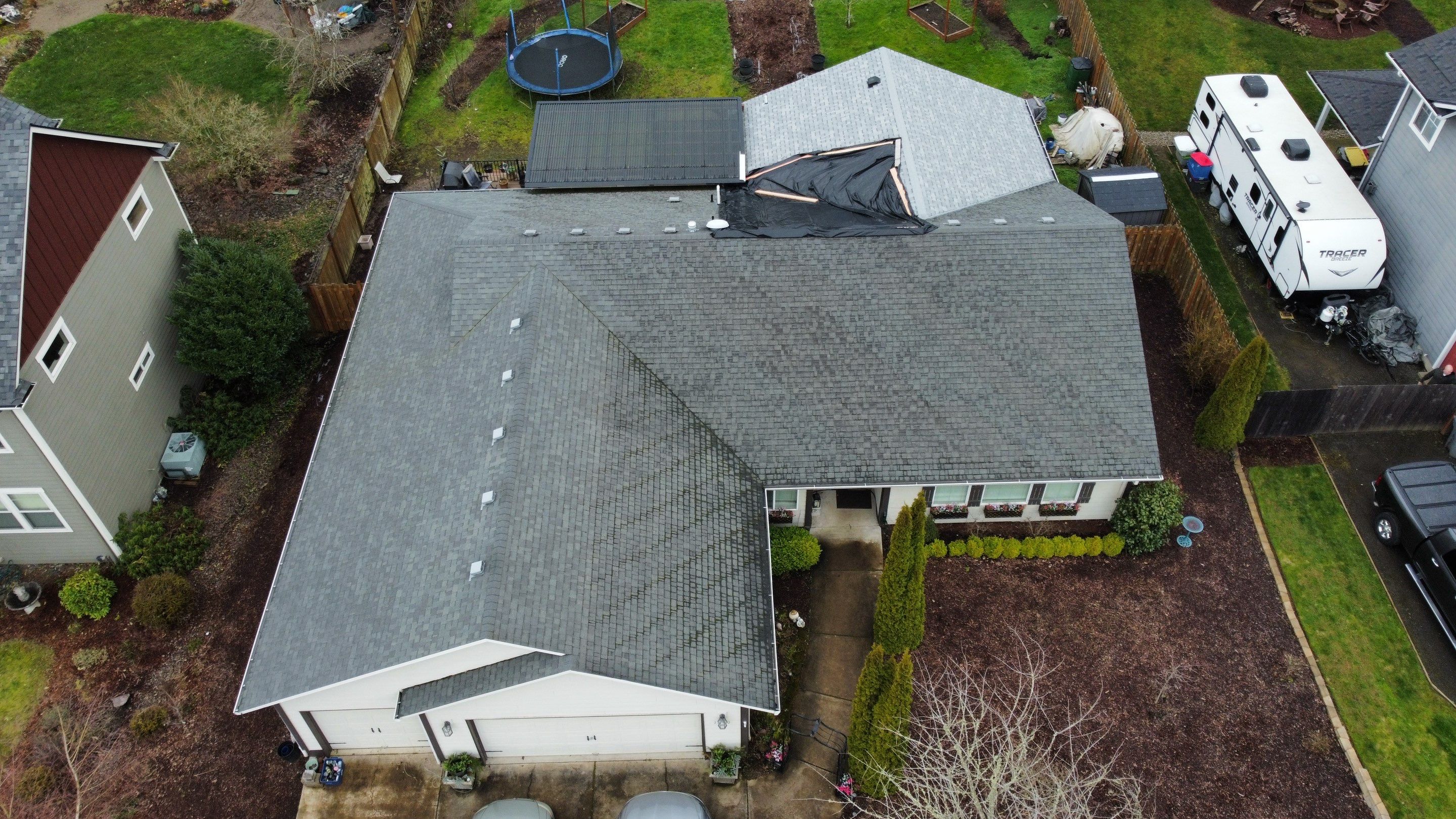 Residential Roofing Installation using IKO Cambridge (Color: Dual Grey) by Orezona Building & Roofing Company, Inc.