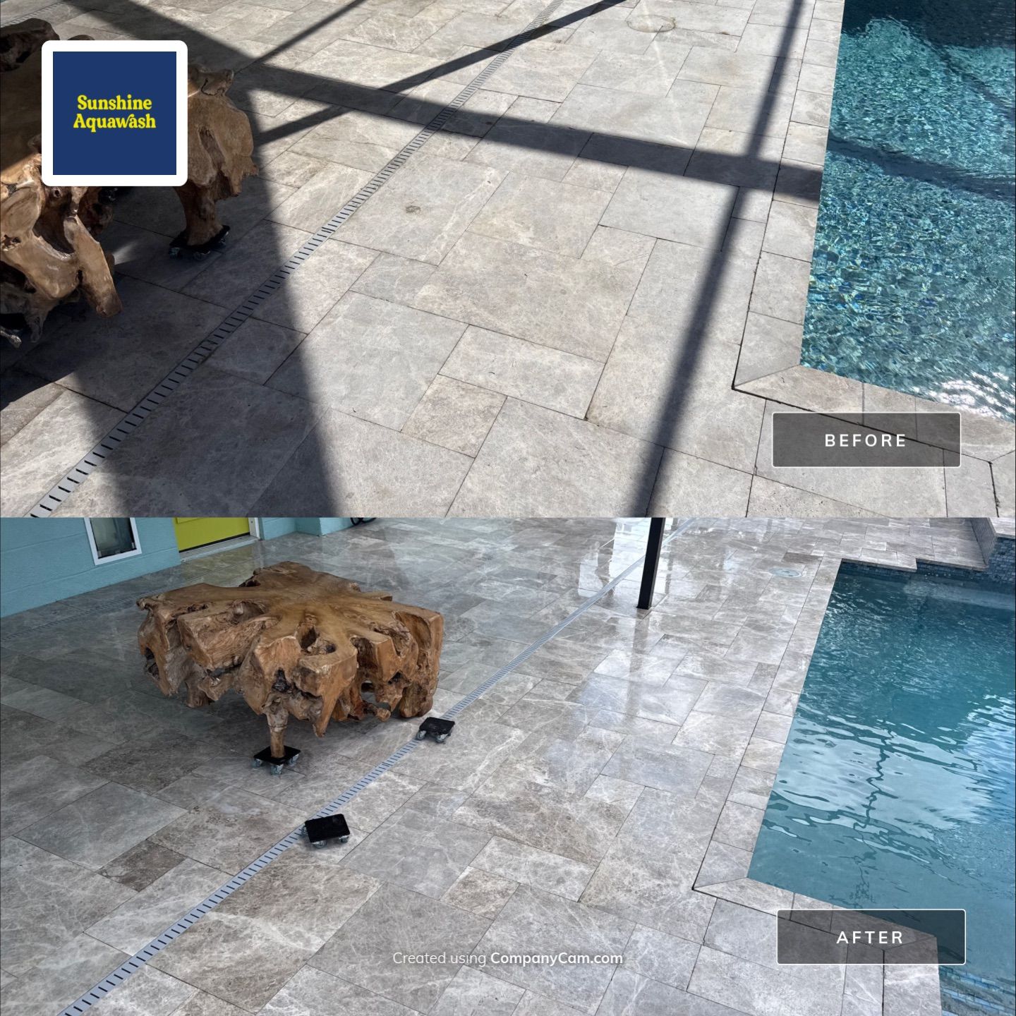 Travertine Pool Deck, Lanai & Screen Enclosure Cleaning Near Manatee River | Bradenton, FL by Sunshine AquaWash