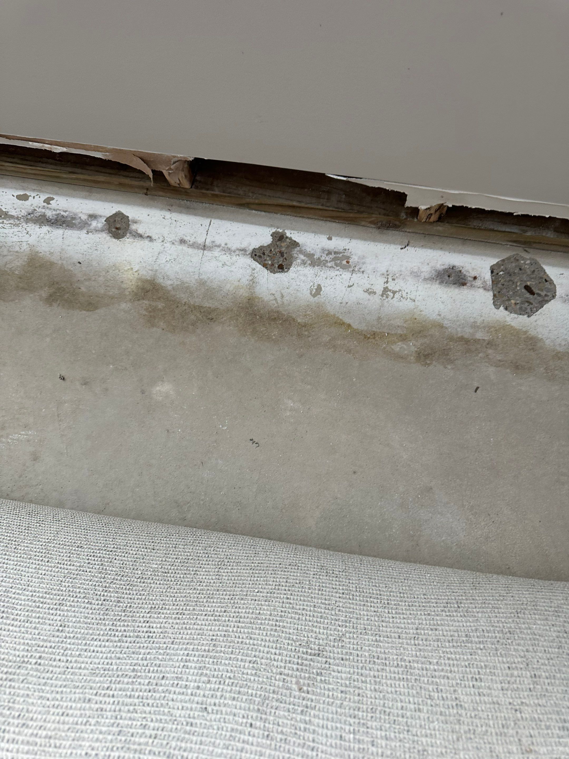 Foundation leak long term damage in new build home by BlueRed Restoration