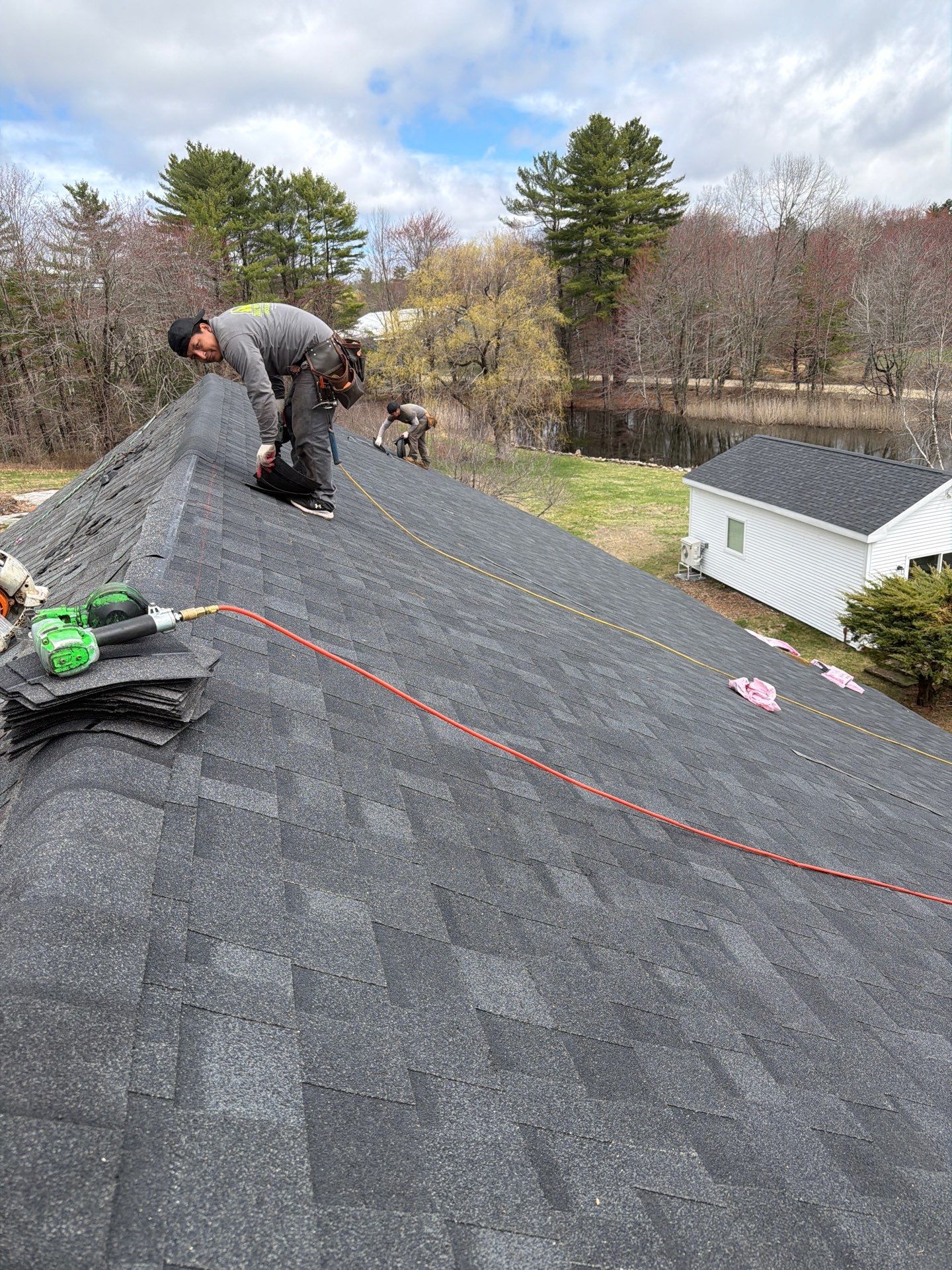 Architectural Shingle Roof Replacement for Red Barn in Falmouth by Tall pine roofing
