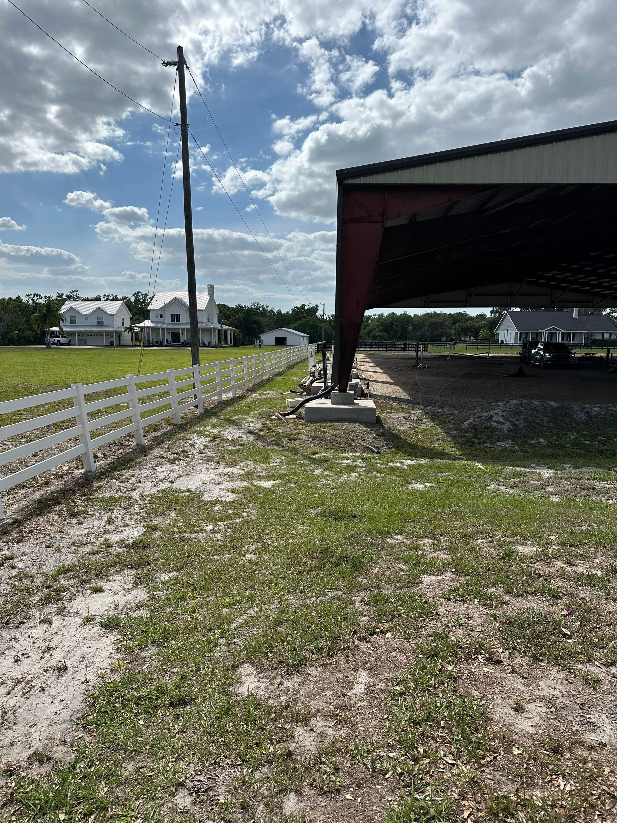Vinyl Horse Fence & Concrete Pier Cleaning at Lesley Cox Equestrian, Parrish, FL | Sunshine AquaWash by Sunshine AquaWash