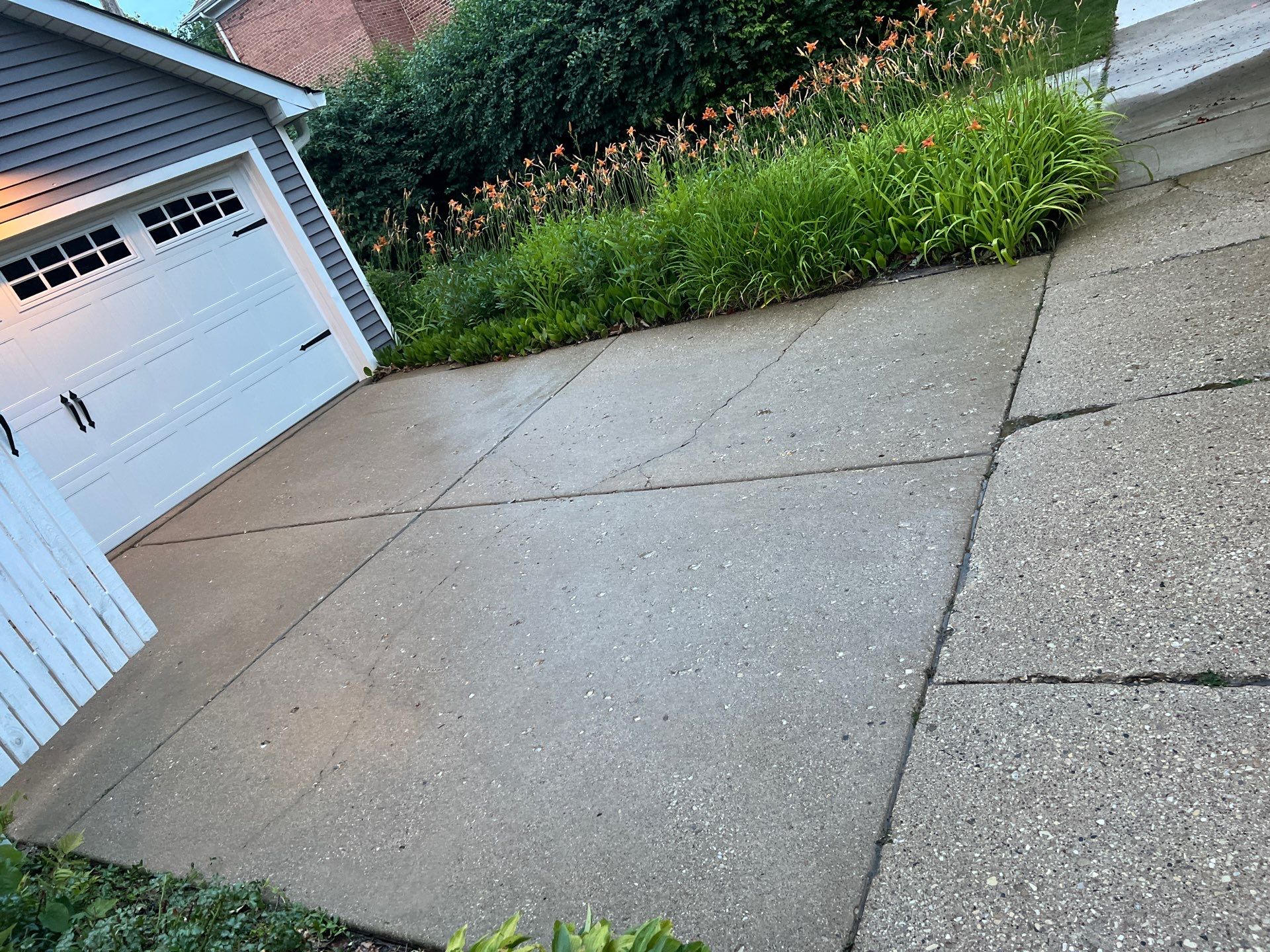 concrete cleaning using Algaecide, soft wash soap by Northern Power Washing LLC.