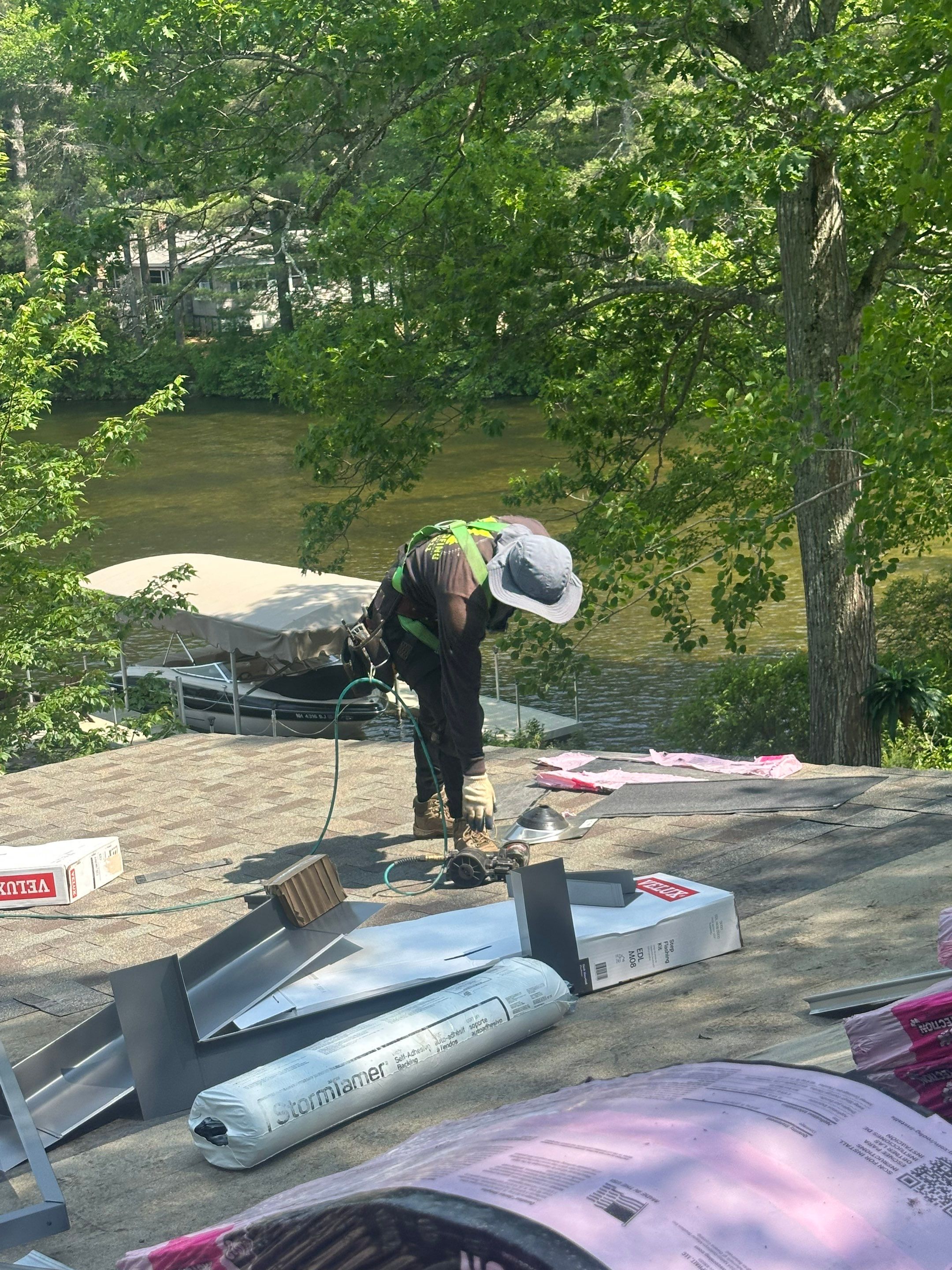 OC Roof Install On The Lake In Deerfield, New Hampshire by Tall pine roofing