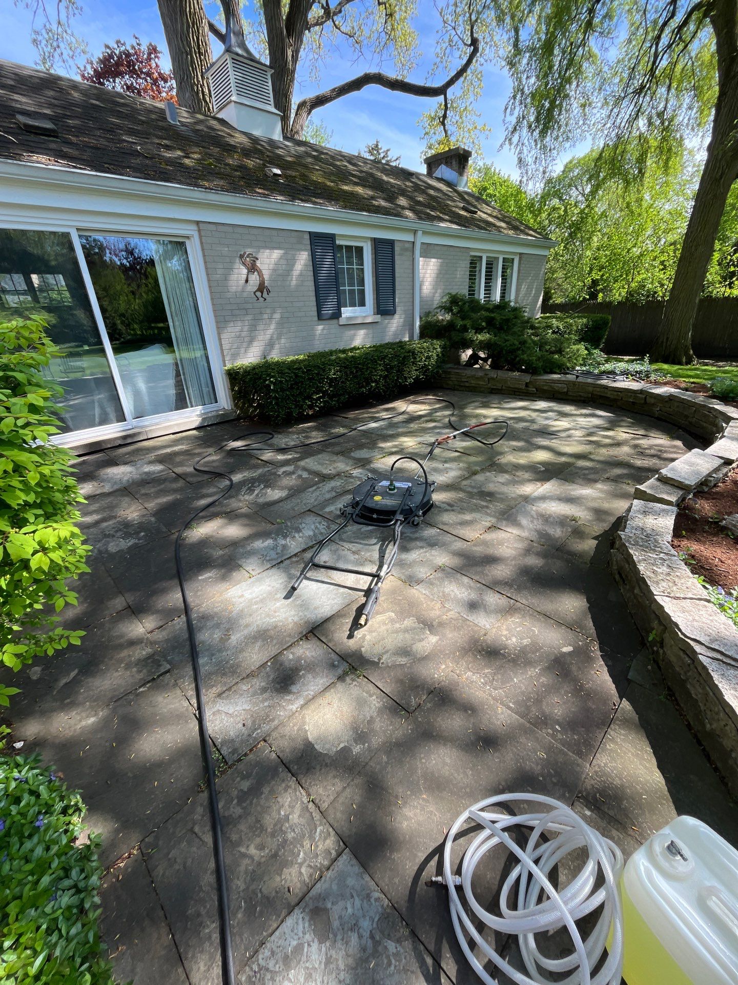 natural stone using Algaecide, soft wash soap by Northern Power Washing LLC.