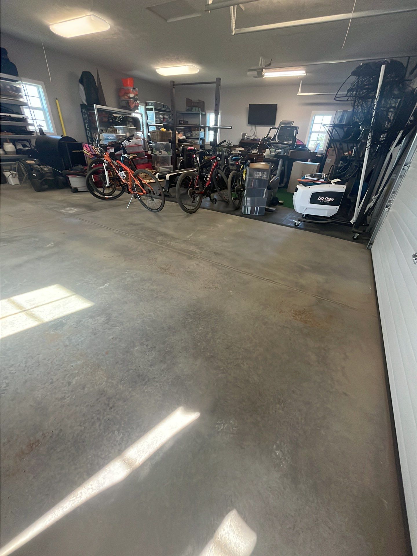 Domino Flake Concrete Coating for Lennox Garage Floor by Select Painting, Coatings & Garage Cabinets