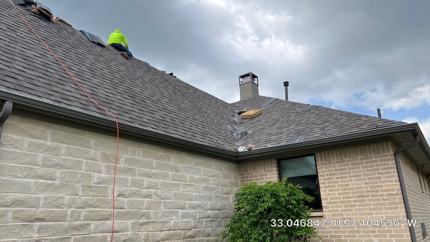 Insurance Claim Roof and Gutters using Certainteed Landmark Weathered Wood by Tex-Line Roofing
