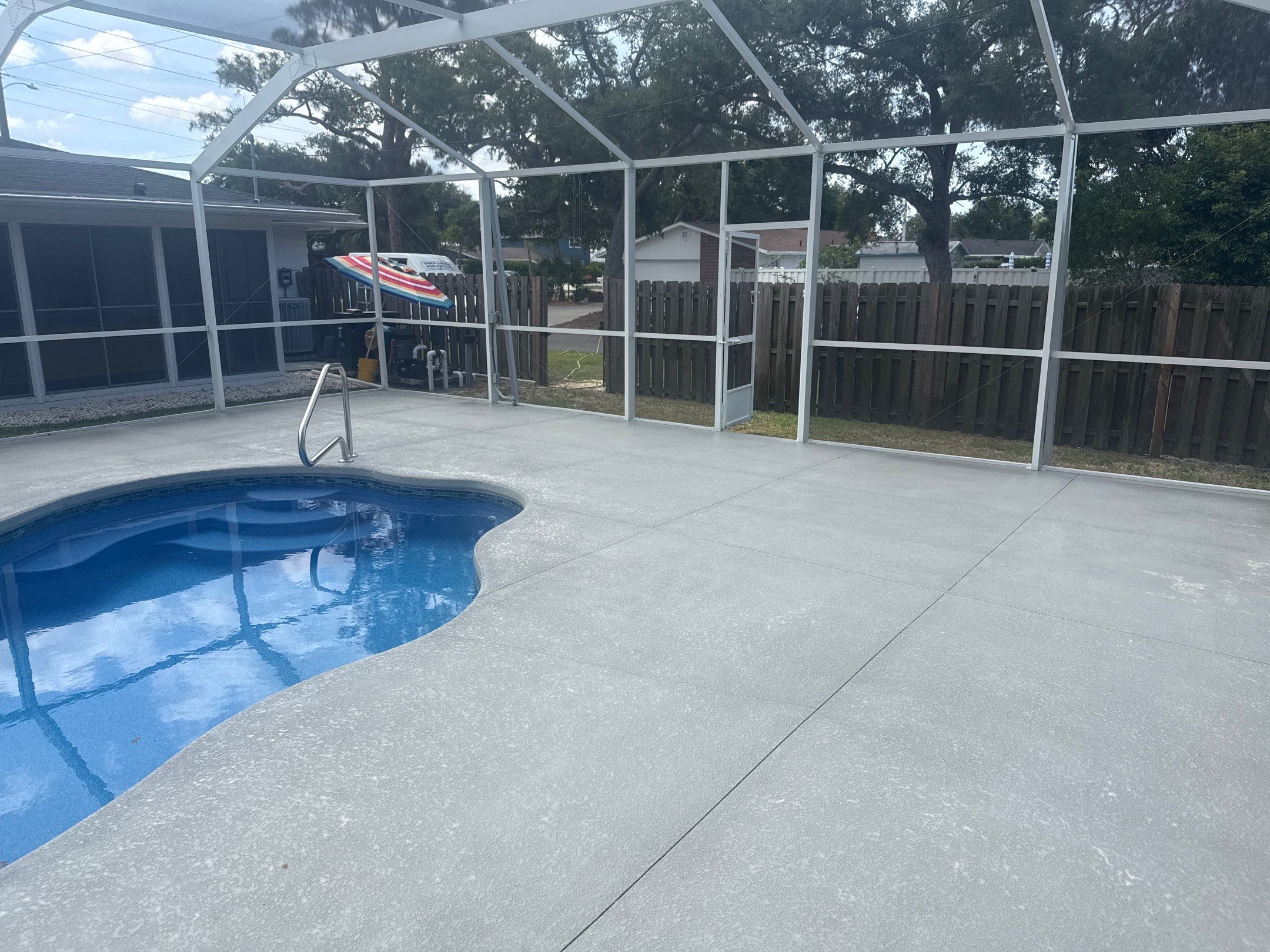 Painted Pool Deck & Pool Cage Cleaning in Allendale – Bradenton, FL by Sunshine AquaWash