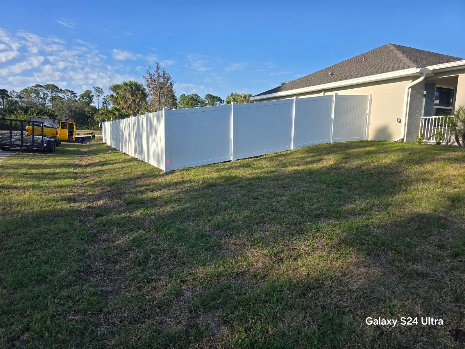 Residential White Vinyl Privacy Fence Installation in North Port by True Fence LLC