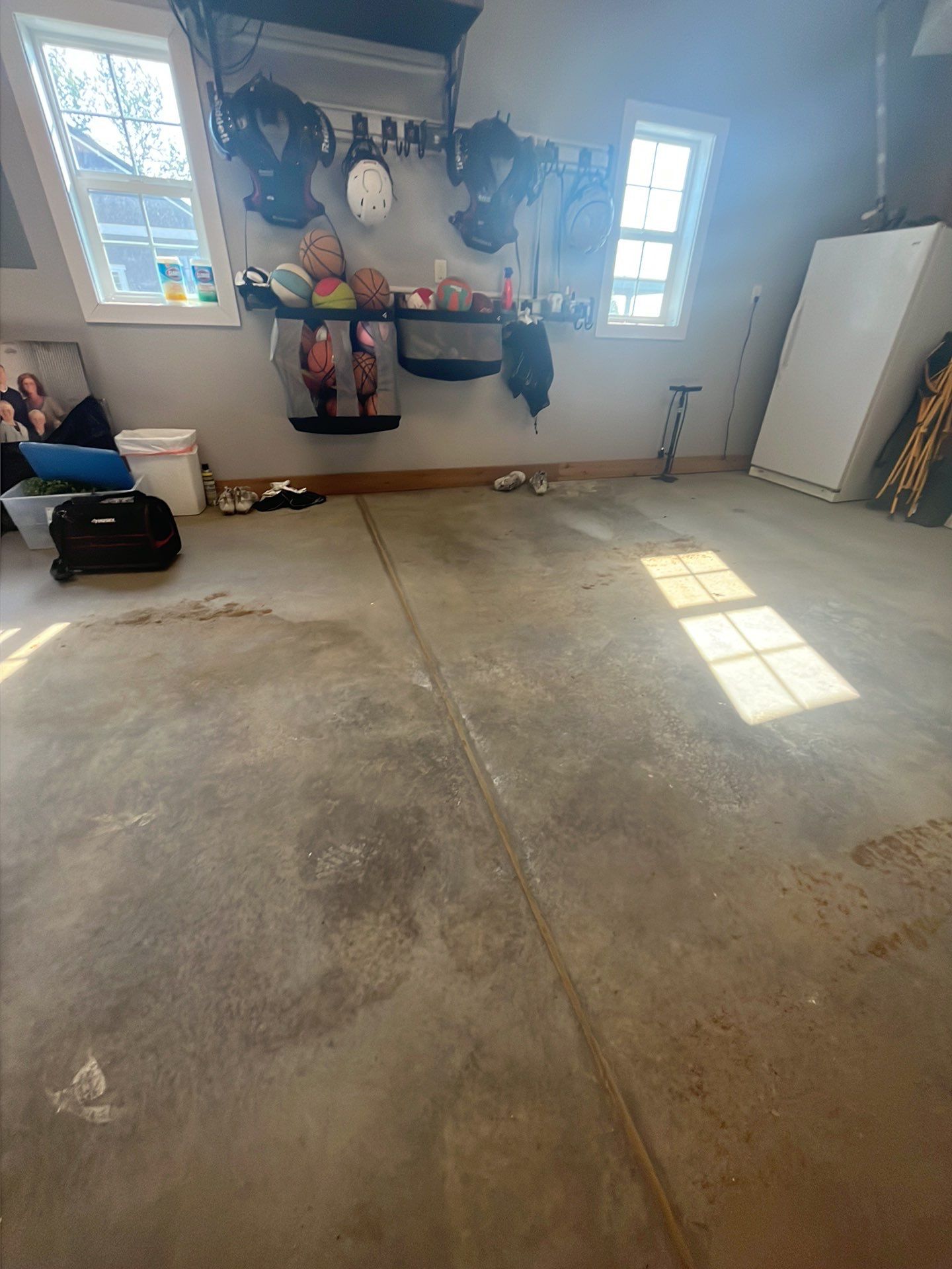 Domino Flake Concrete Coating for Lennox Garage Floor by Select Painting, Coatings & Garage Cabinets