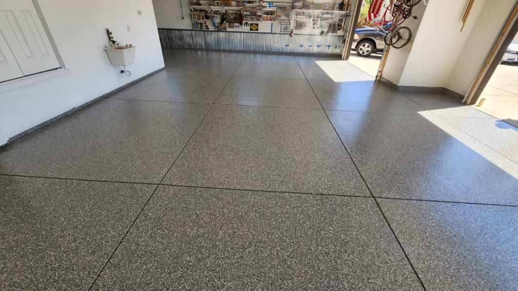 Garage Transformation using Smoke Colorway by Croc Coatings, LLC