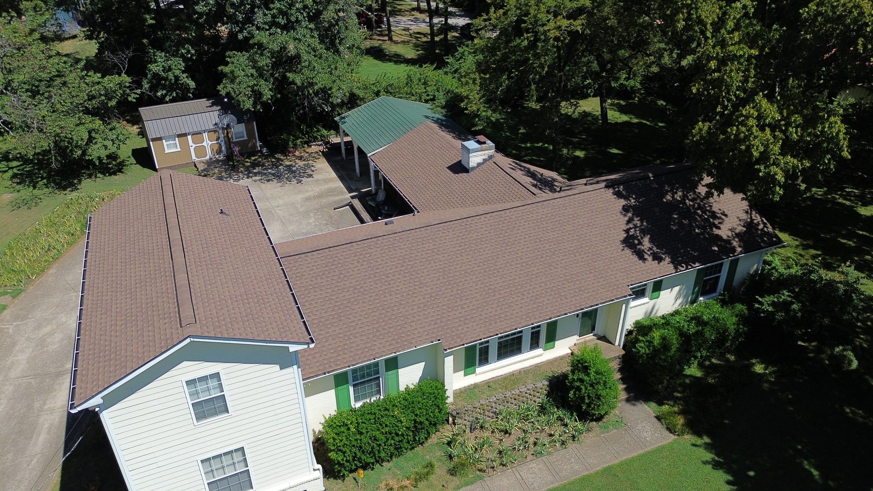 Full Residential Roof Replacement with Brown Architectural Shingles in Nashville by Shinglesmiths Roofing