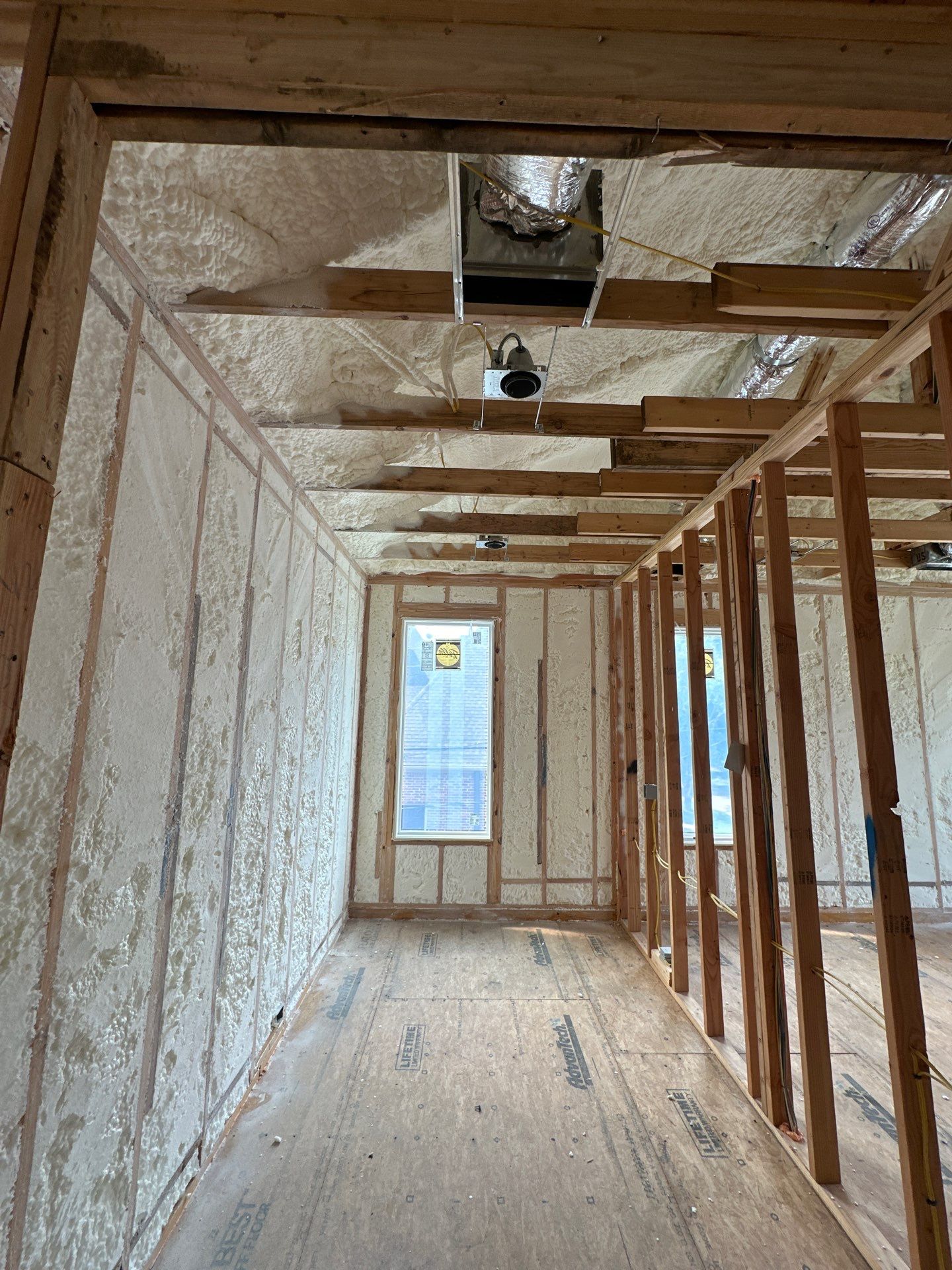 Open cell spray foam job completed at this beautiful custom home in Dallas TX by Apex Insulation Solutions