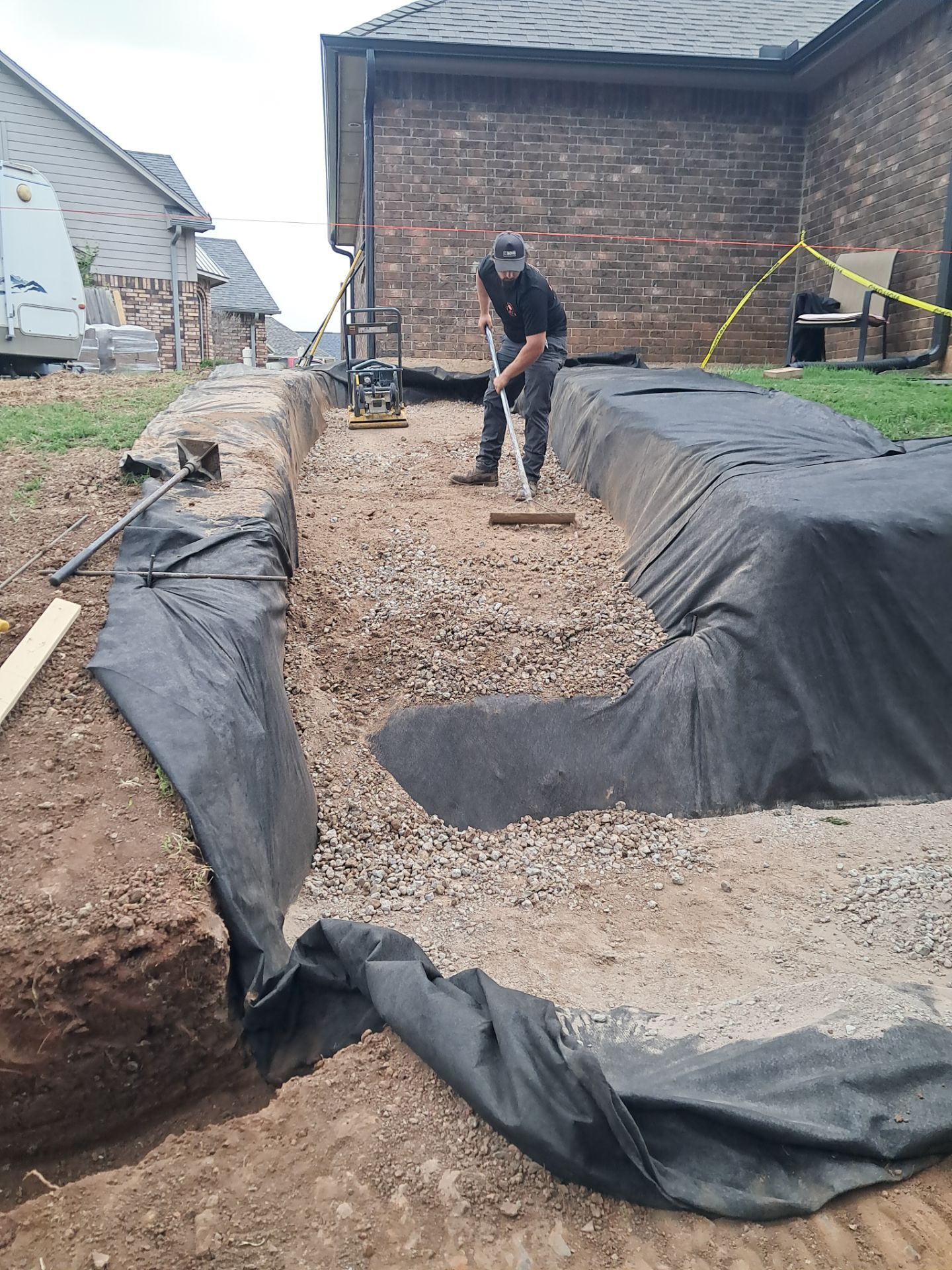 Custom Segmental Block Retaining Wall and Sod Installation in Lawton by Clays Services Inc