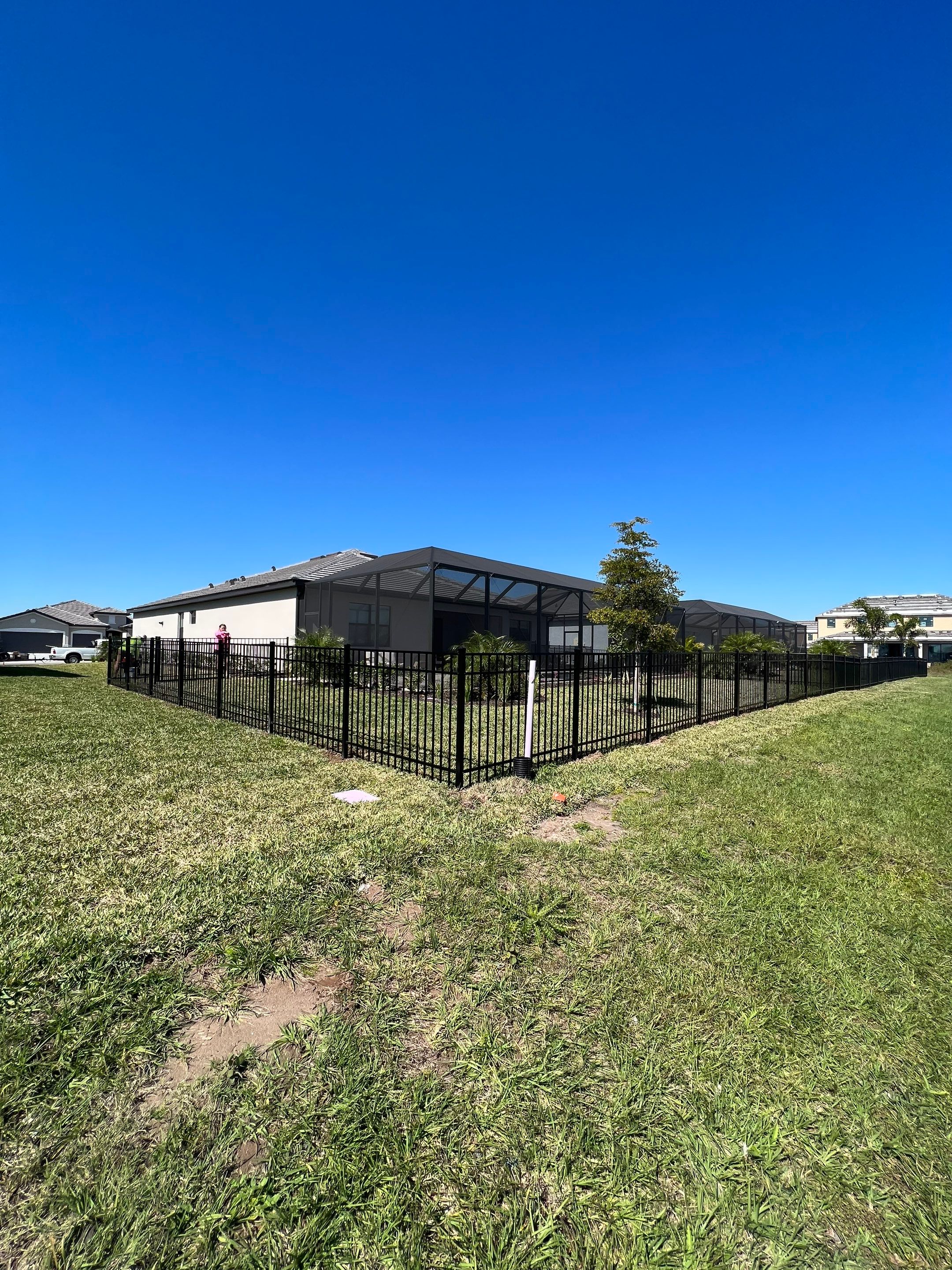 Aluminum Fence Installation using Black 3 Rail Aluminum Fence by Asap fence and gates, LLC