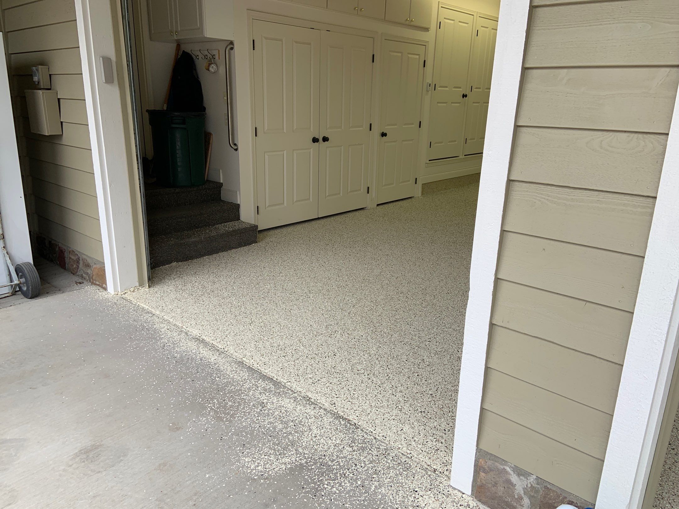 Garage Transformation using Driftwood Colorway by Croc Coatings, LLC