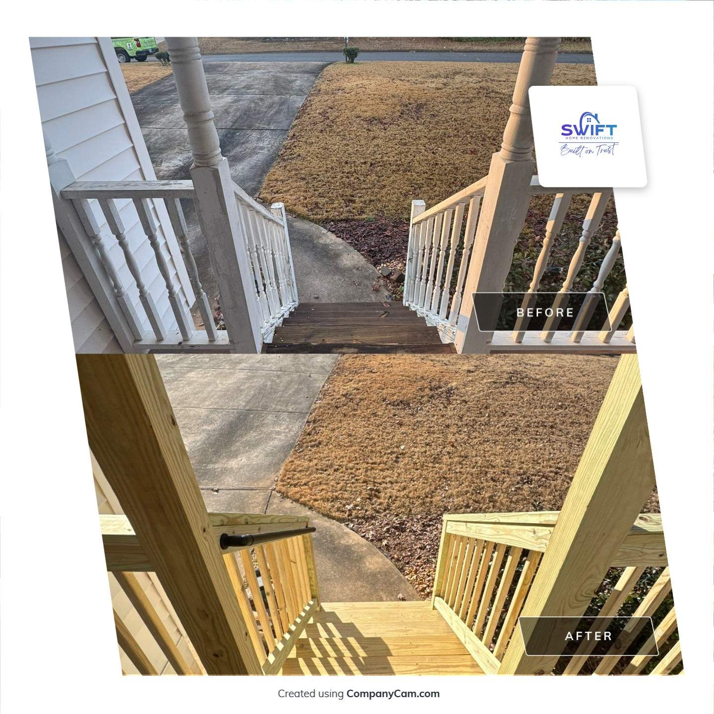 Pressure-Treated Porch Railing and Staircase Upgrade in Cumming by Swift Home Renovations