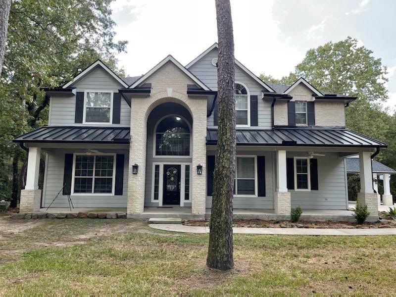Residential Roofing Installation using Certianteed Landmark + Cedar Crest and 1.5" Standing Seam Porch Covers with Black 6" Gutters // LeadBlaster Pro Covers by All-Pro Roofing