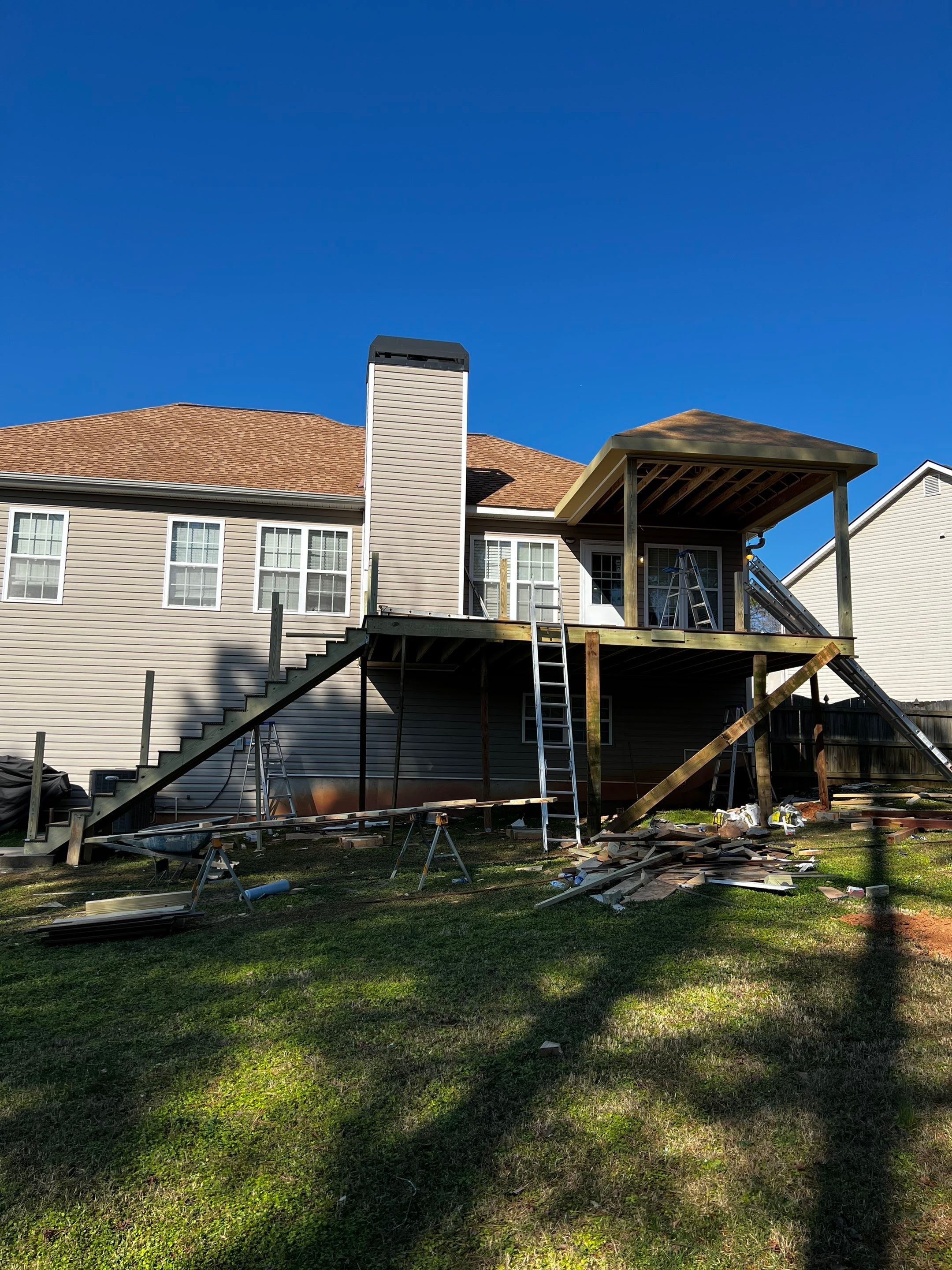 Custom Elevated Deck and Covered Porch Addition in Douglasville by Swift Home Renovations