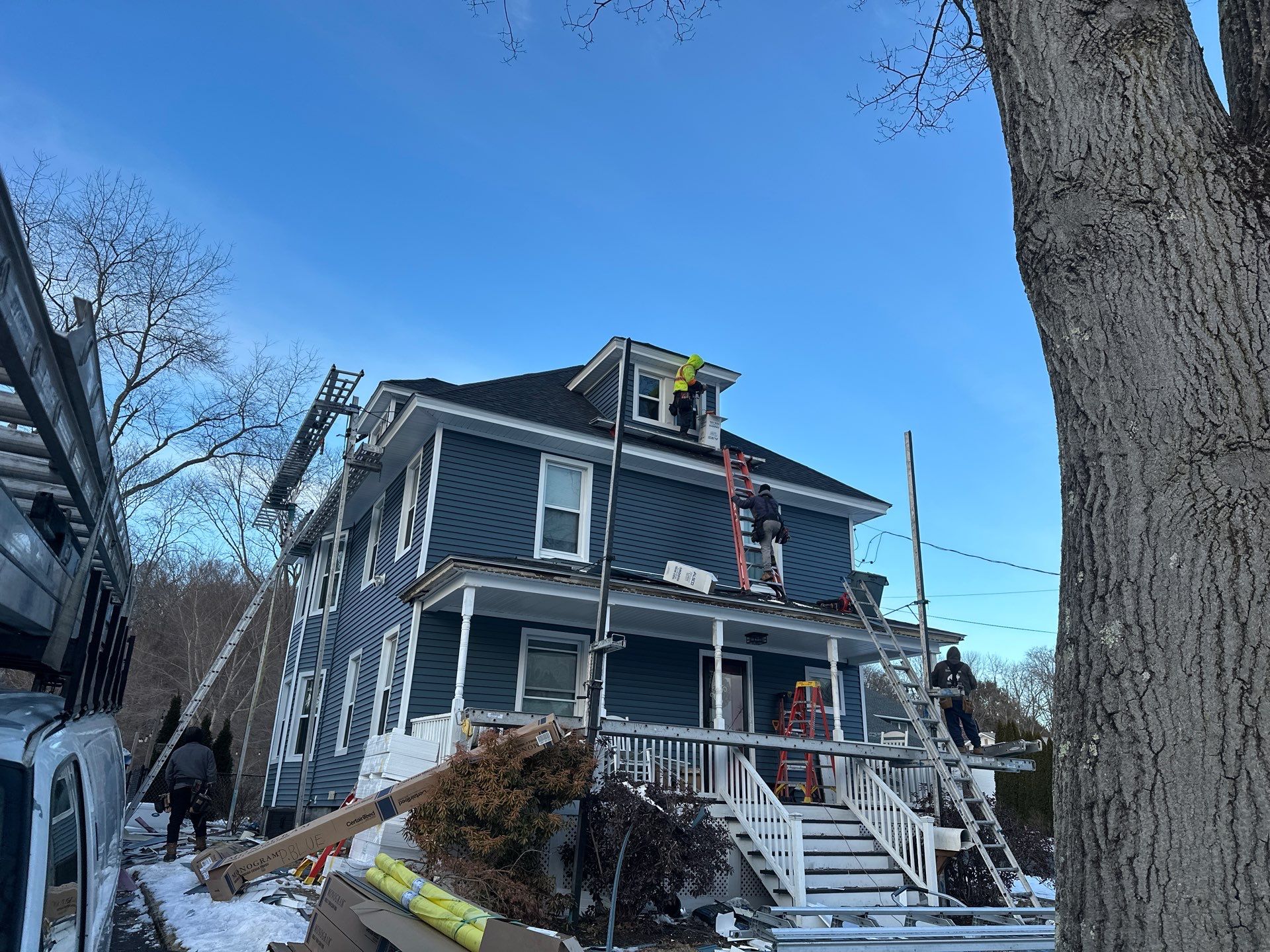 Residential Roof Replacement and Vinyl Siding Installation in Ansonia by A Plus Exterior