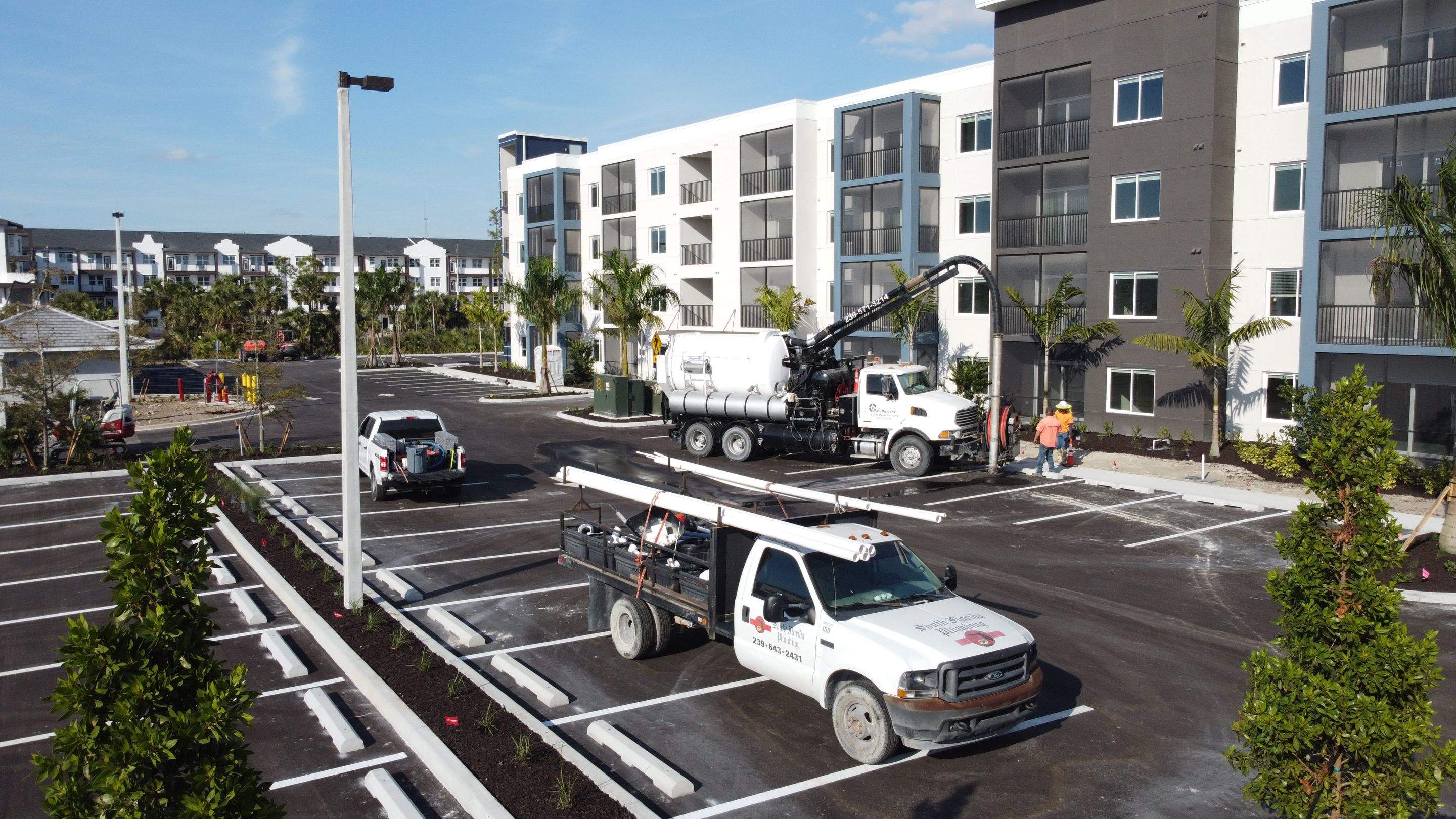 New Construction Apartment Complex Stormwater System and Sewer System Cleaning by Don Mar, Inc. Storm Water Solutions