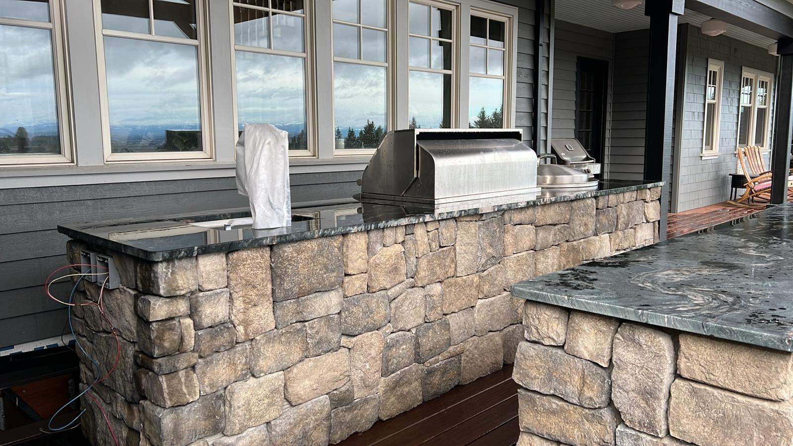 Custom Outdoor Kitchen and Timber-Framed Pavilion in Sherwood by American Made Construction 