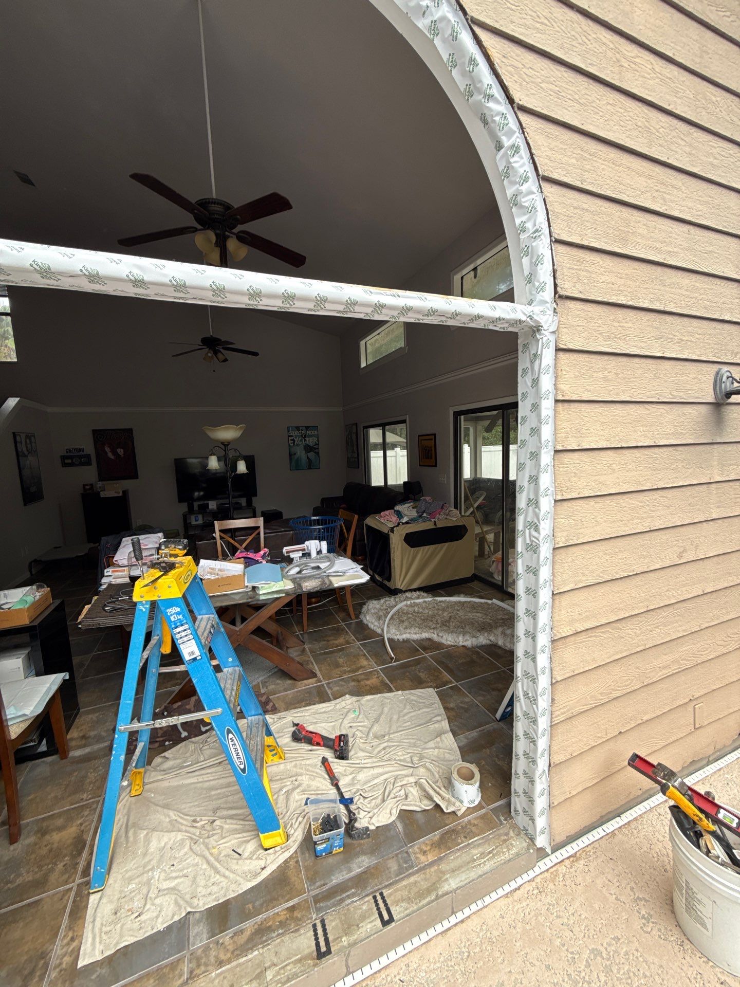 Custom Arched Transom and Sliding Patio Door Replacement in Gainesville by Windows & Doors Store