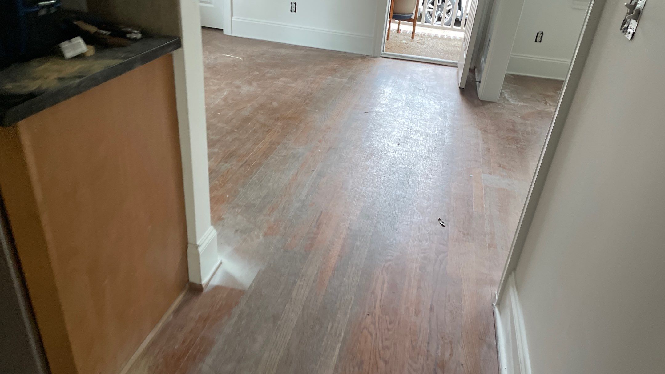 Sand and Finish Red Oak back to Natural with Matte Waterbased Finish by Footprints Floors of Coastal Carolina