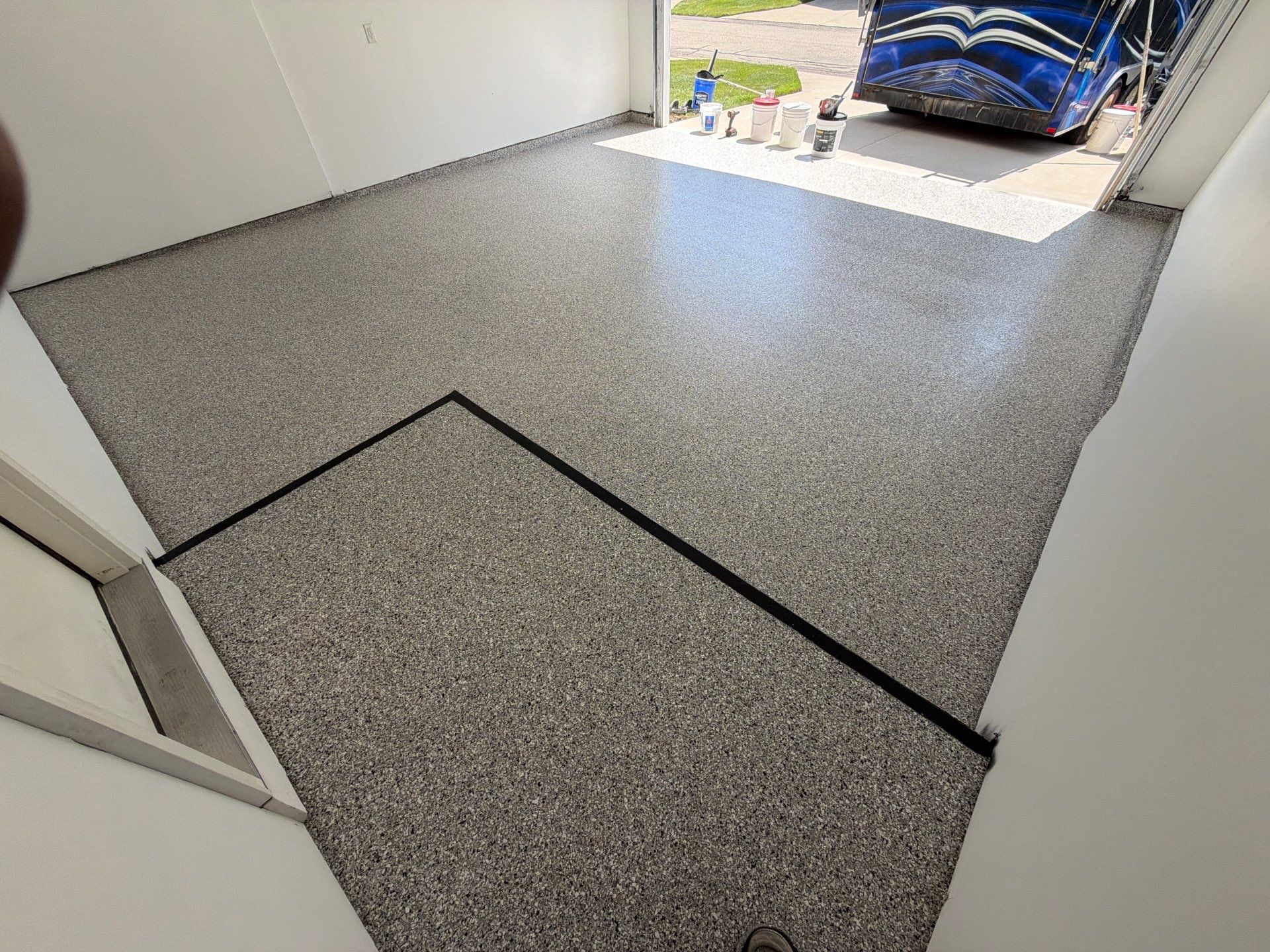Custom Grey and White Speckled Epoxy Garage Floor in Holland by Gordon Painting