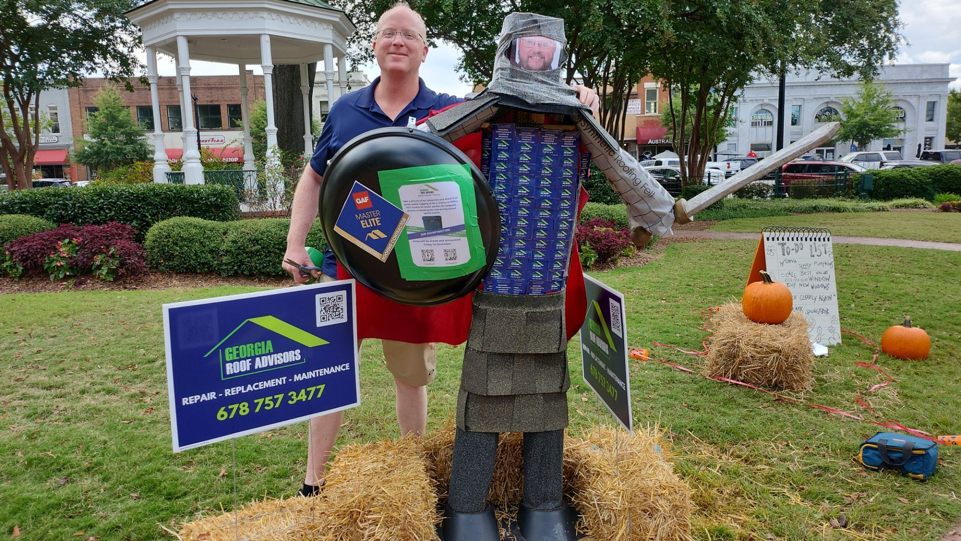 Annual Roofing Material Squarecrow Builds in Marietta Square by Georgia Roof Advisors