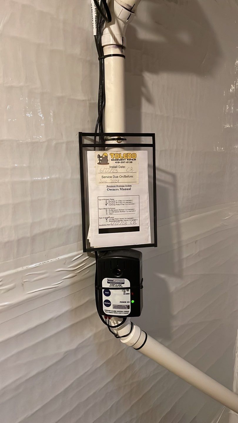 Embedded Fiber Reinforcement and Basement Waterproofing using GrateDrain Waterproofing System by Toledo Basement Repair