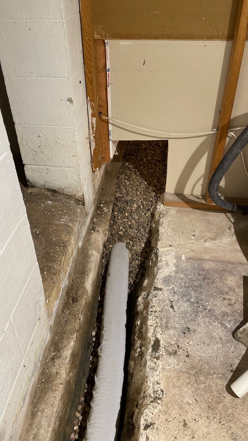 Drain tile & a sump pump for Ruth by Waterproofing Northeast
