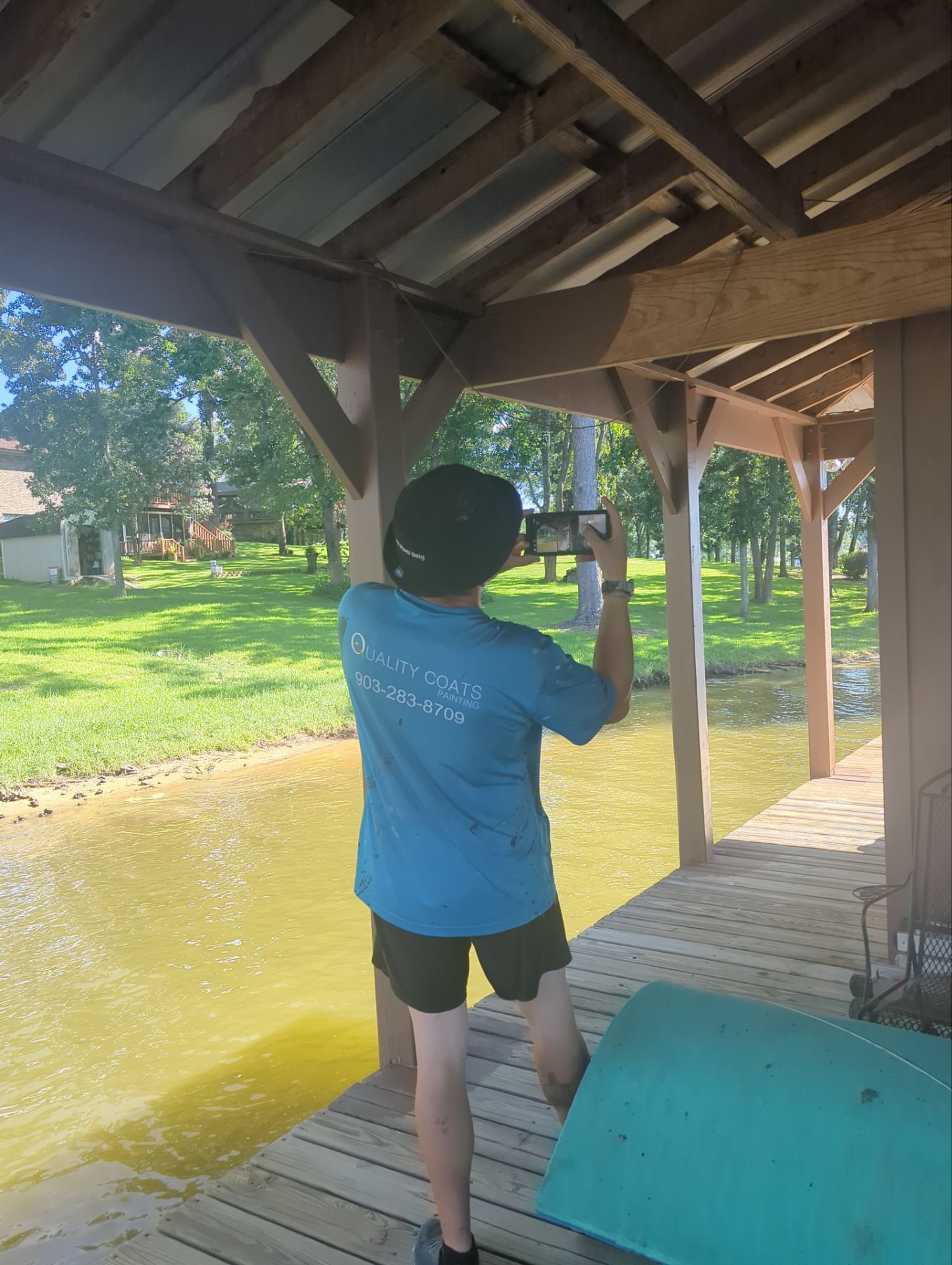 Lake House Deck Restaining in Flint, Texas by Quality Coats Painting