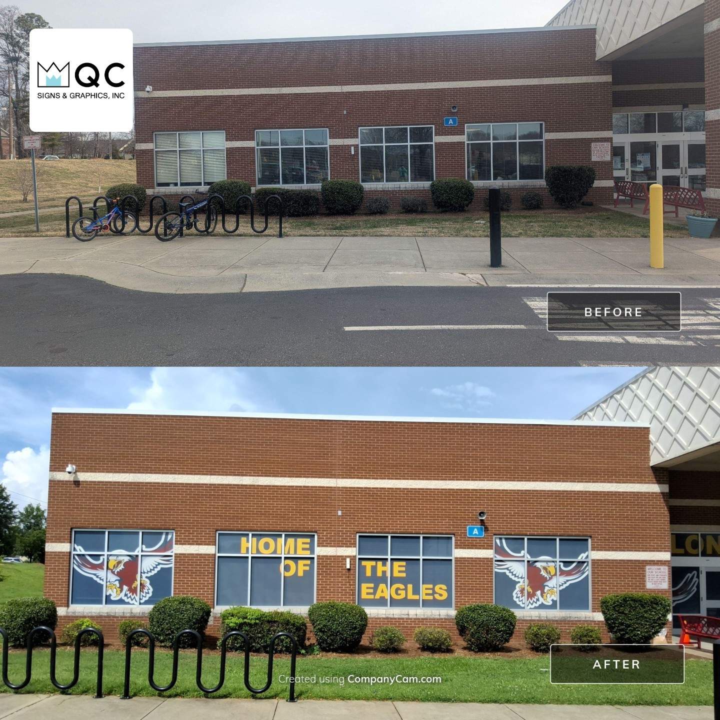 Elon Park Elementary - Window Safety Film Installation with Custom Graphics by QC Signs and Graphics